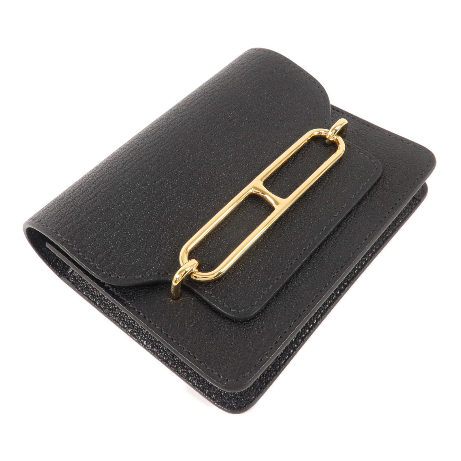 HERMES Chevre皮革Roulis Slim錢包Noir