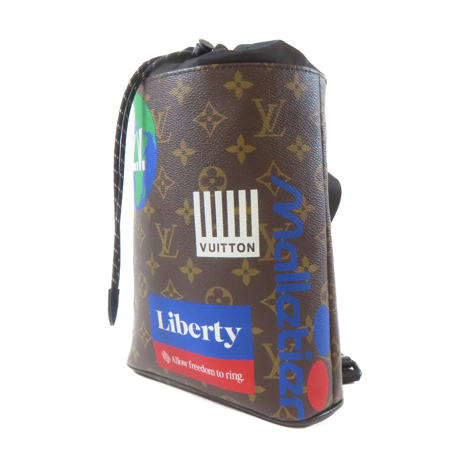 LOUIS VUITTON Monogram Chalk Sling黑扣肩背袋啡色