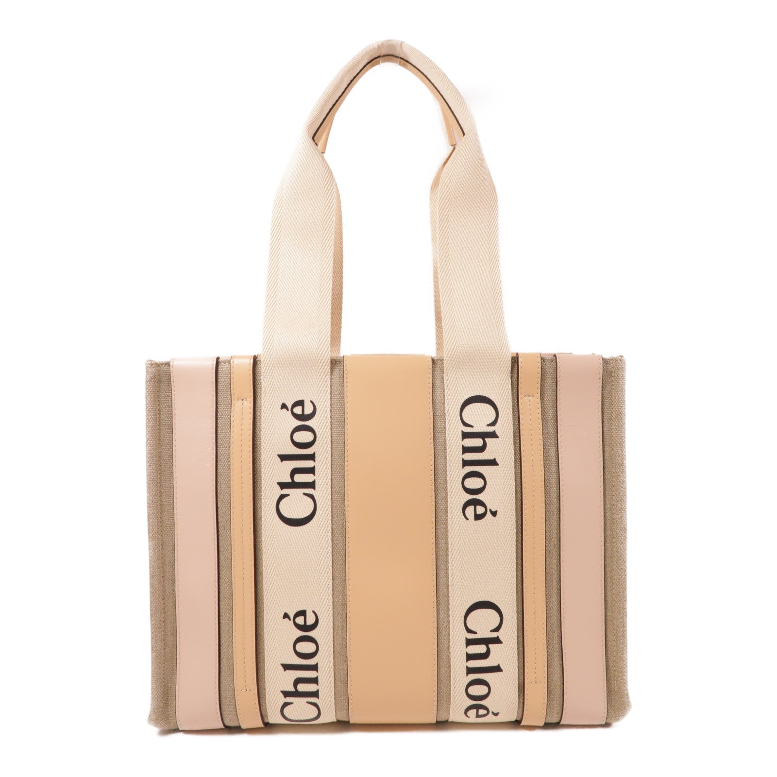 Chloe 帆布/皮革Woody Tote Bag肩背袋