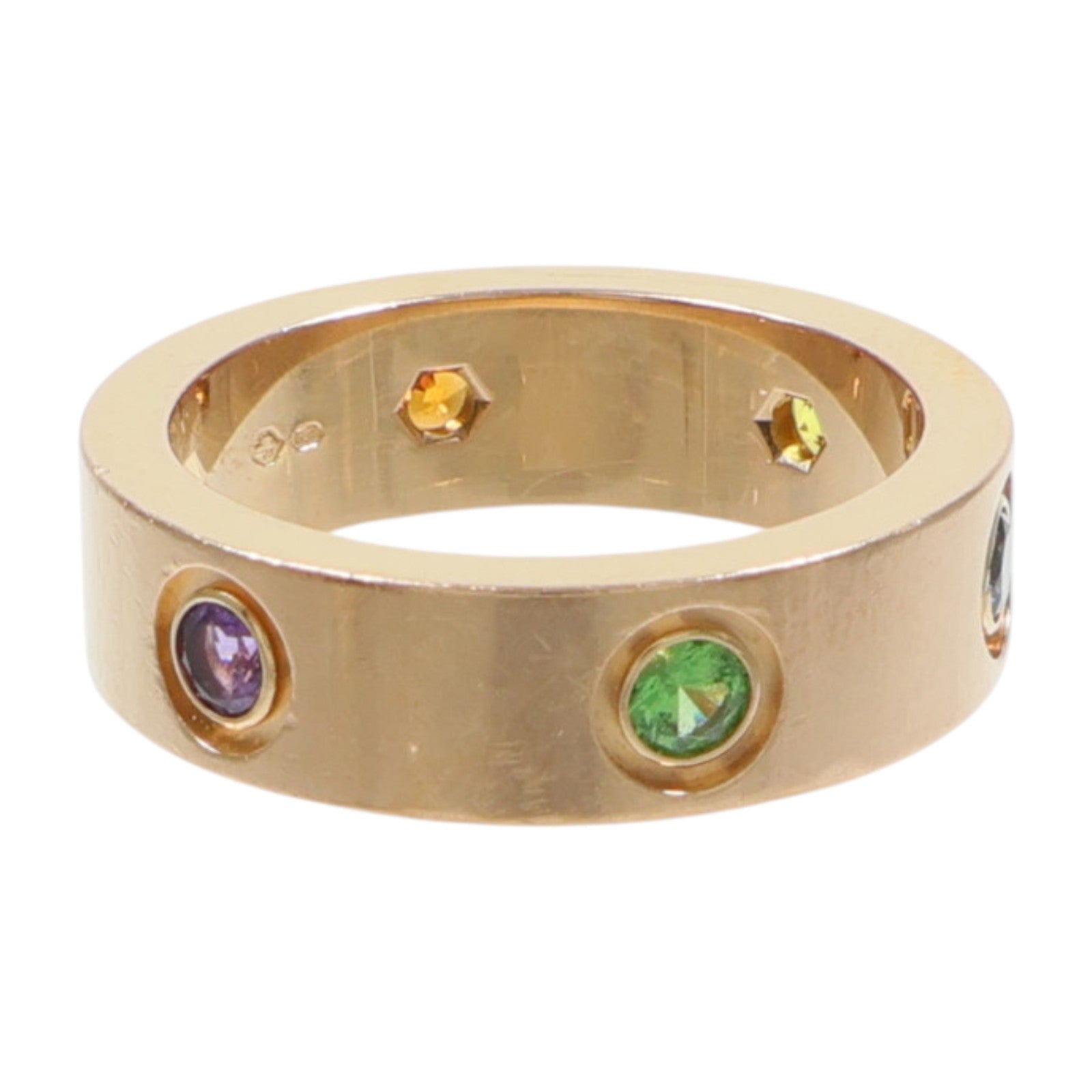 CARTIER 18K玫瑰金Love Ring藍寶石/石榴石/紫水晶戒指