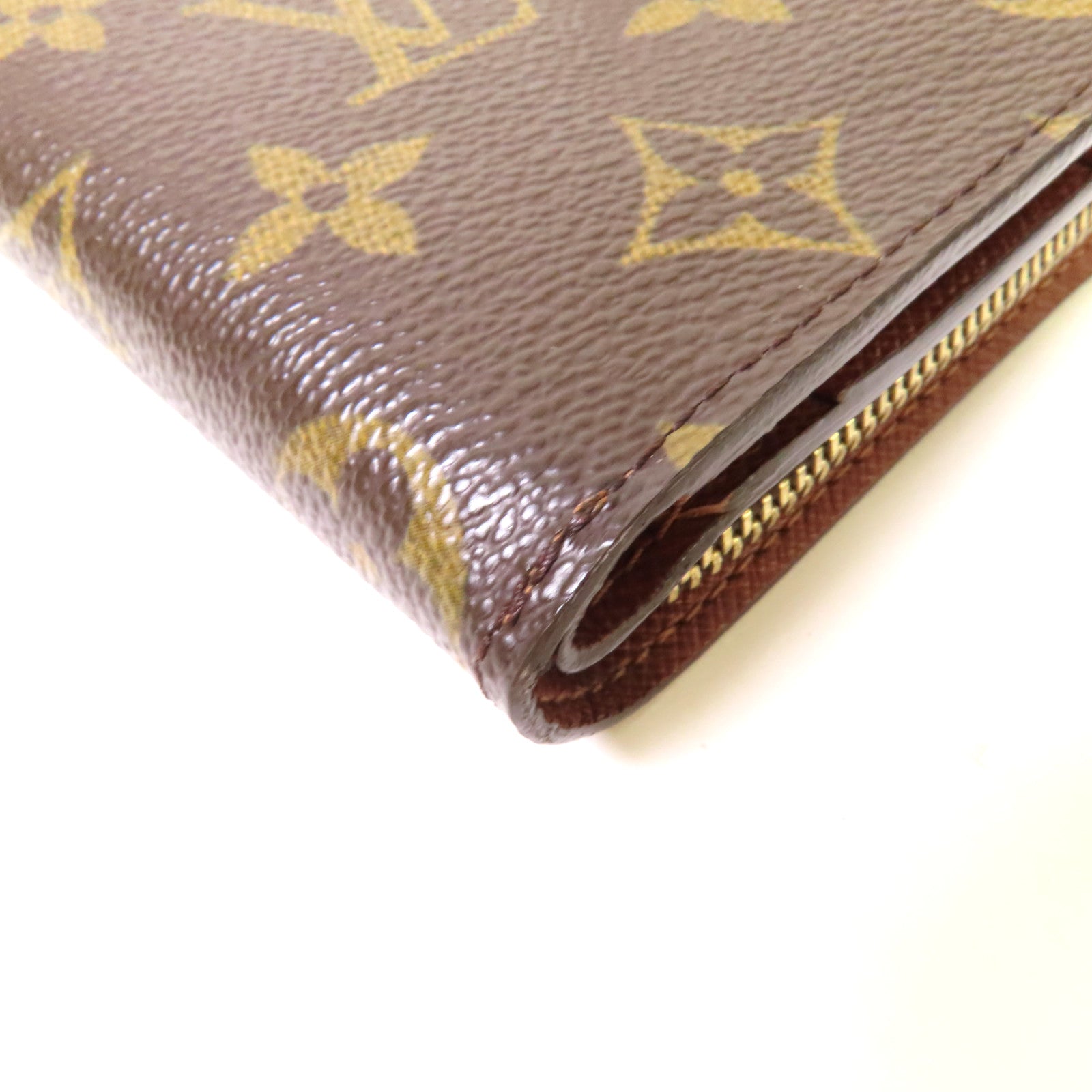 LOUIS VUITTON Monogram Compact Zip Wallet金扣錢包啡色