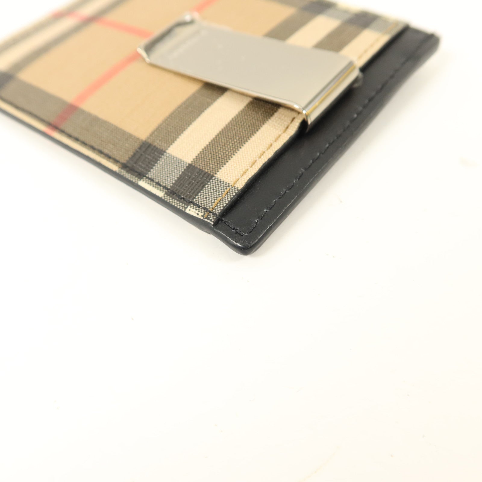 BURBERRY 牛皮皮革/塗層帆布Money Clip Card Case卡片套