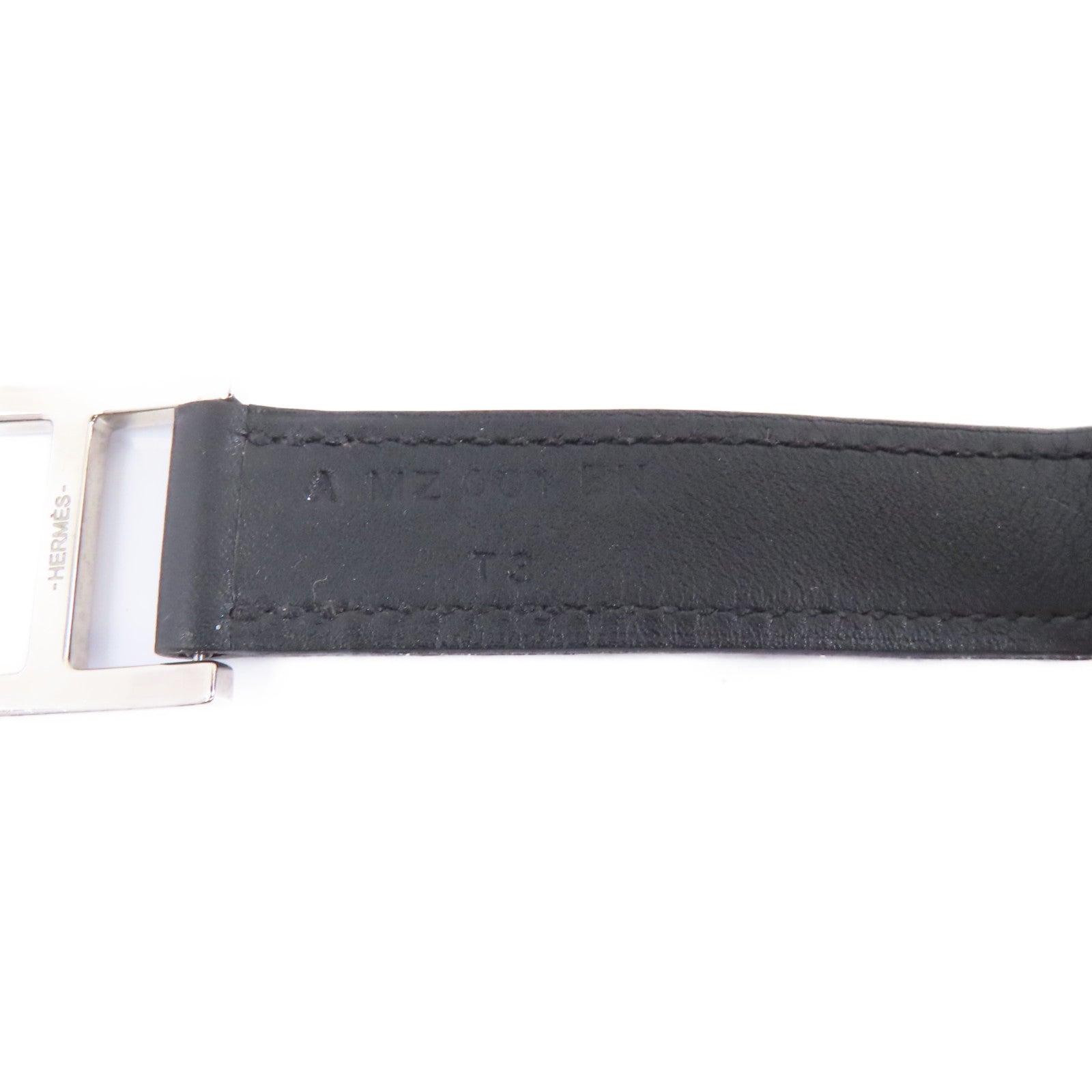 HERMES Swift皮革Bracelet銀扣手鐲黑色