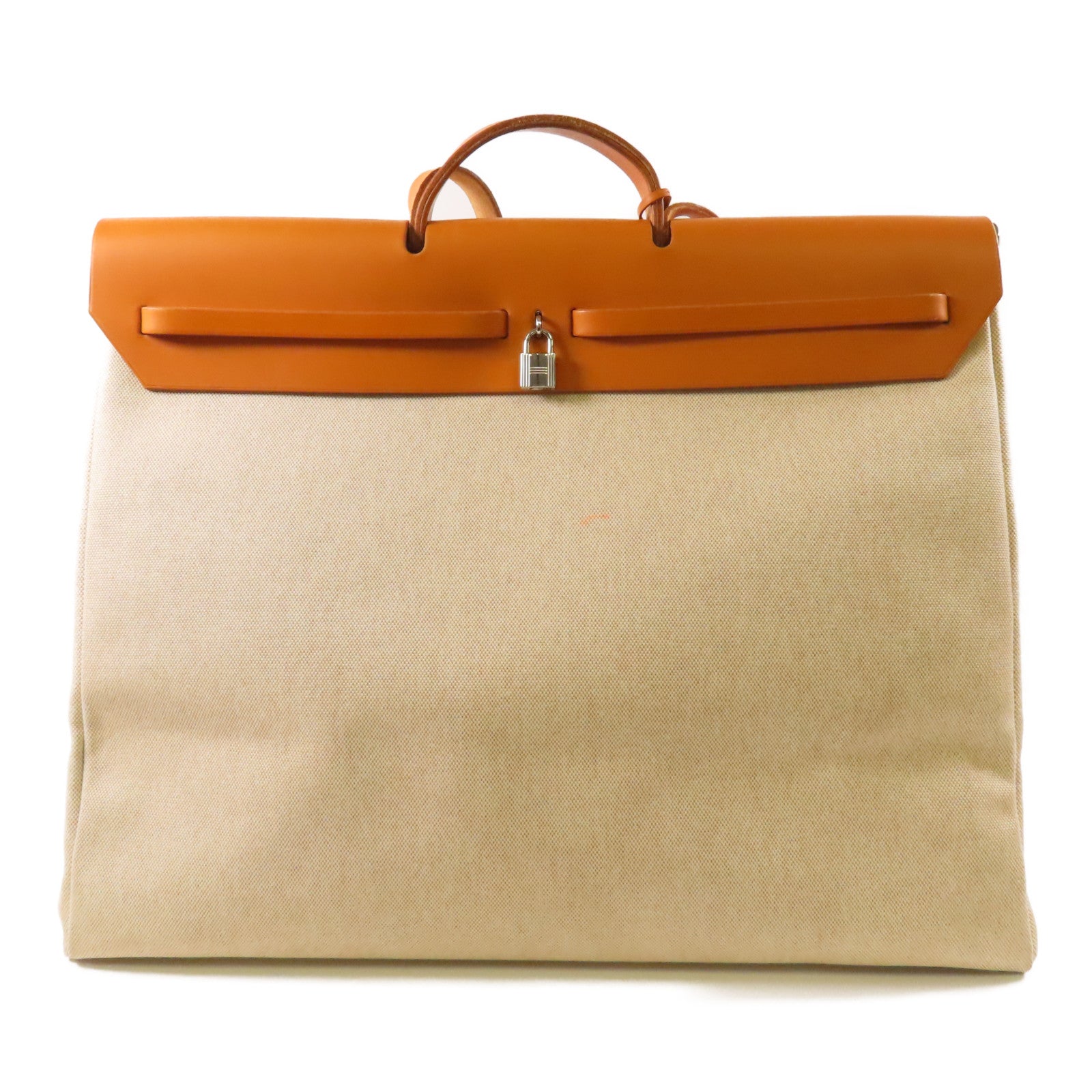 HERMES Toile H Herbag TGM銀扣手挽肩背兩用袋Beige
