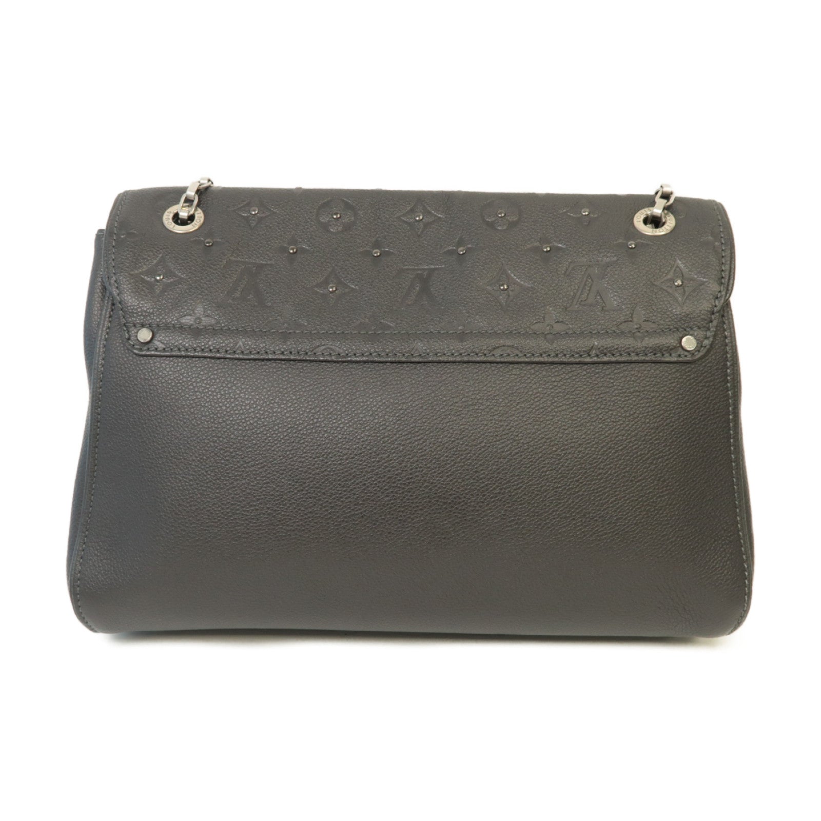 LOUIS VUITTON Monogram Empreinte Saint-Germain MM銀扣鏈帶肩背袋黒色