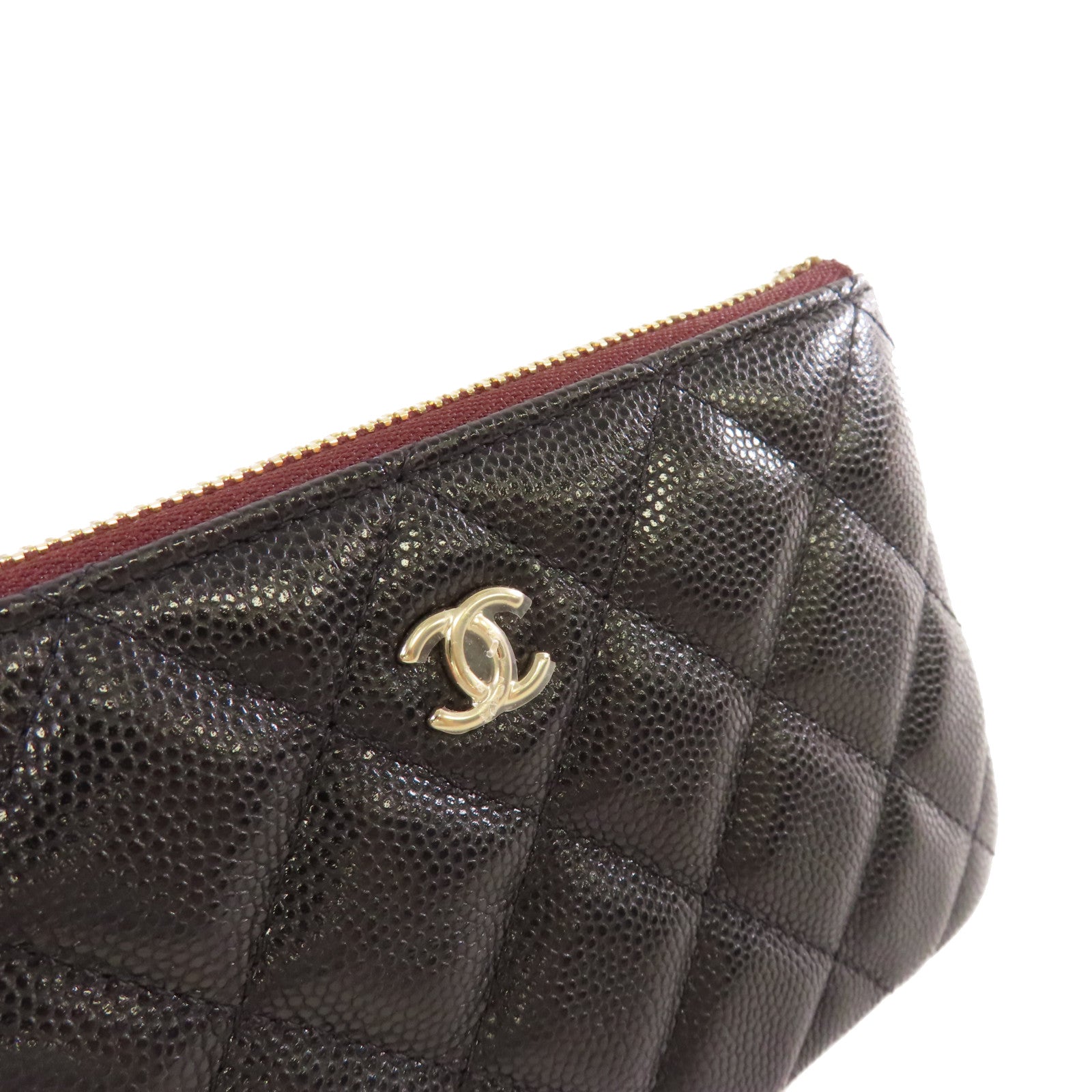 CHANEL 菱格Caviar皮革Coin Card Case金扣零錢包/卡片套黑色