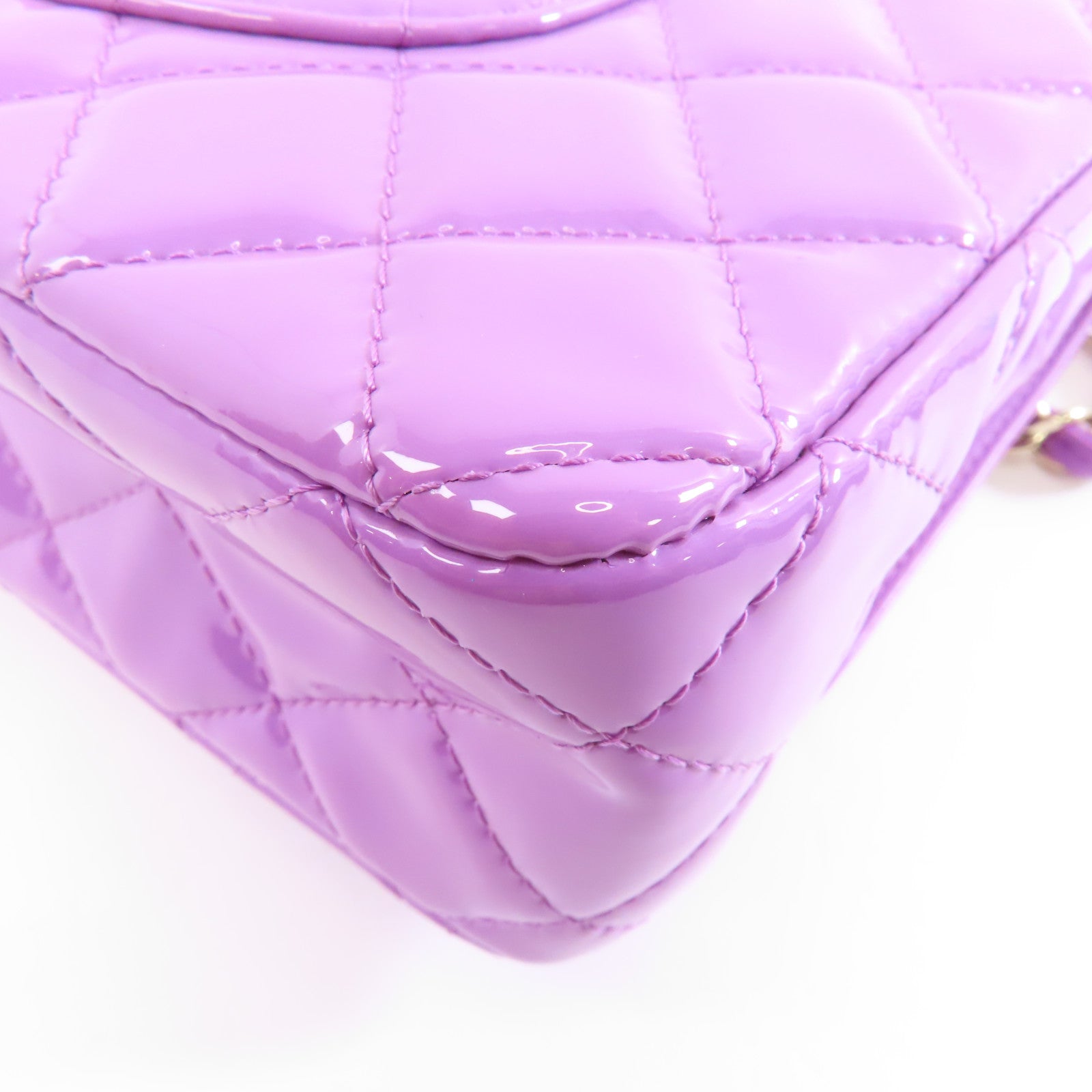 CHANEL 【激減優惠】菱格漆皮皮革Classic Chain Shoulder Bag金扣鏈帶肩背袋紫色