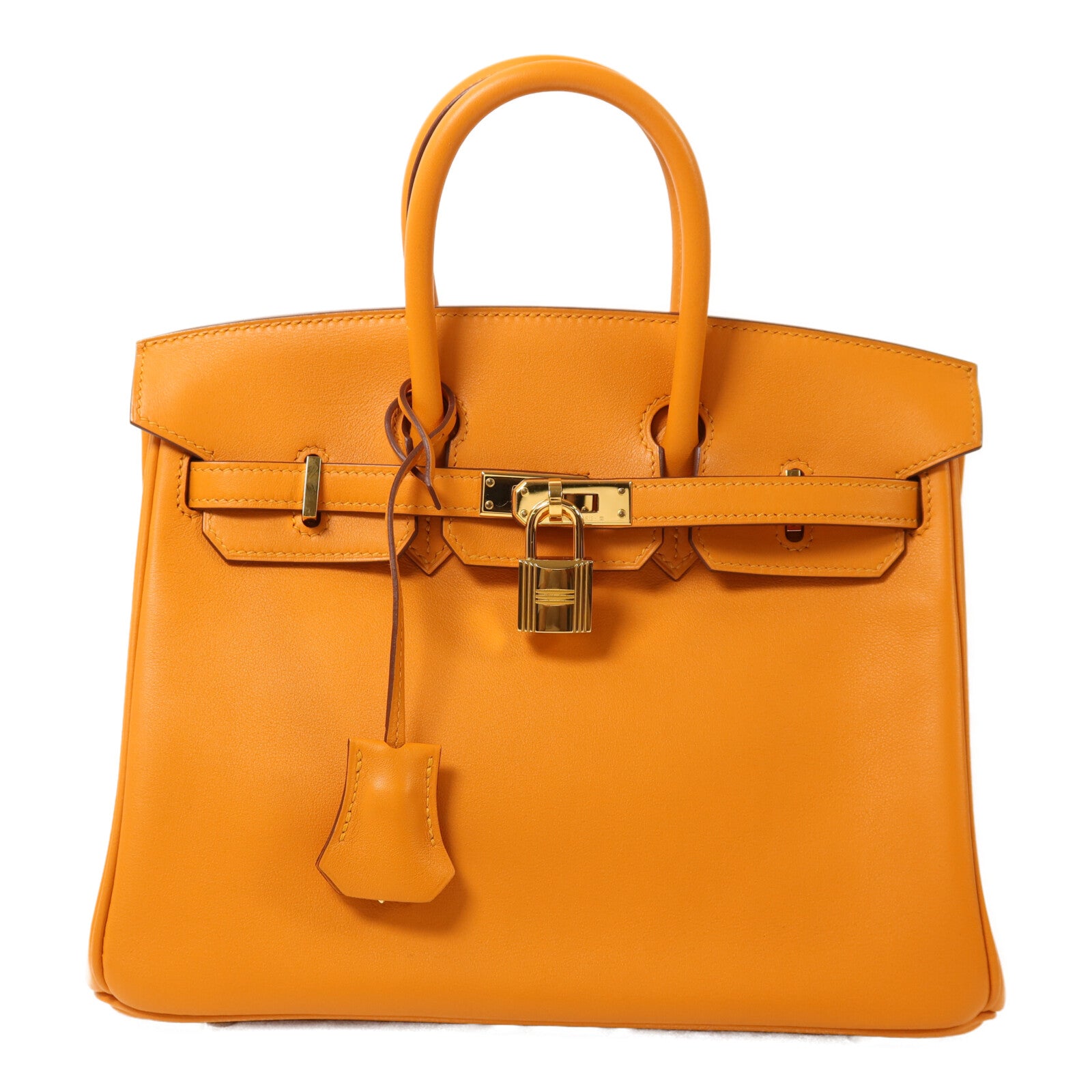 HERMES Swift皮革Birkin 25金扣手挽袋Apricot
