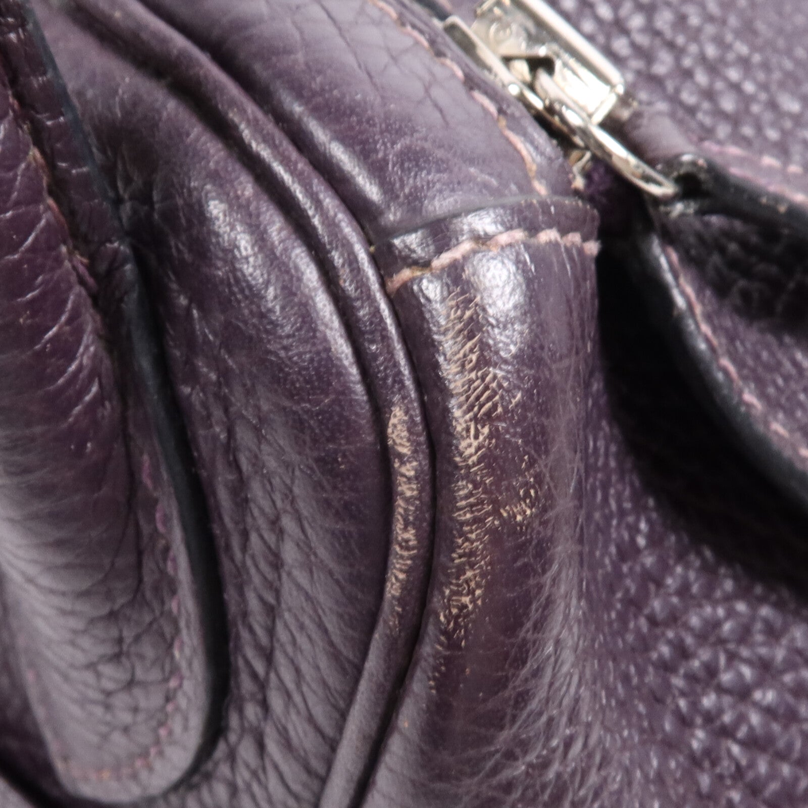 HERMES Clemence皮革Lindy 30銀扣手挽肩背兩用袋Raisin