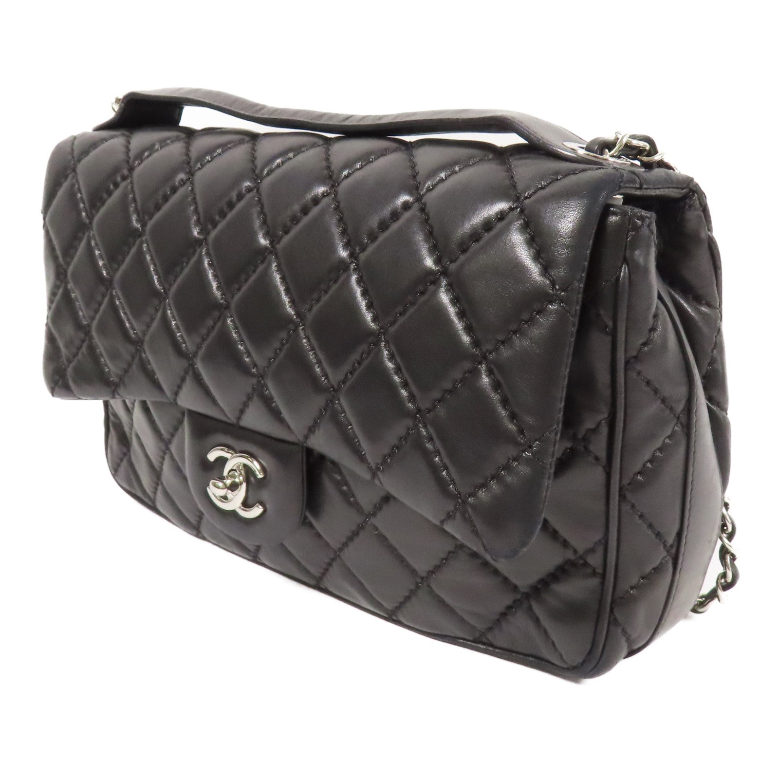 CHANEL 牛皮皮革2 Way Shoulder Bag銀扣手挽肩背兩用袋