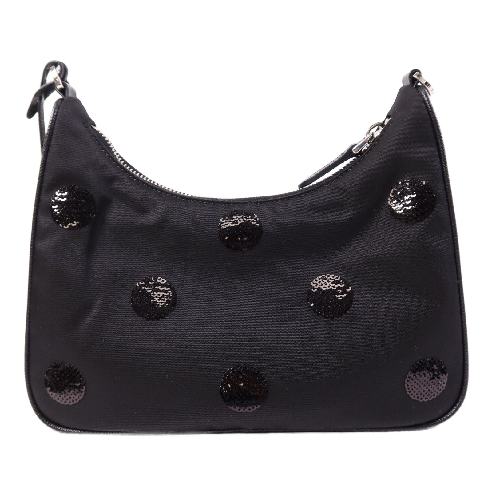 PRADA 【激減優惠】尼龍/珠片Sequin Polka Dot Bag銀扣鏈帶肩背袋
