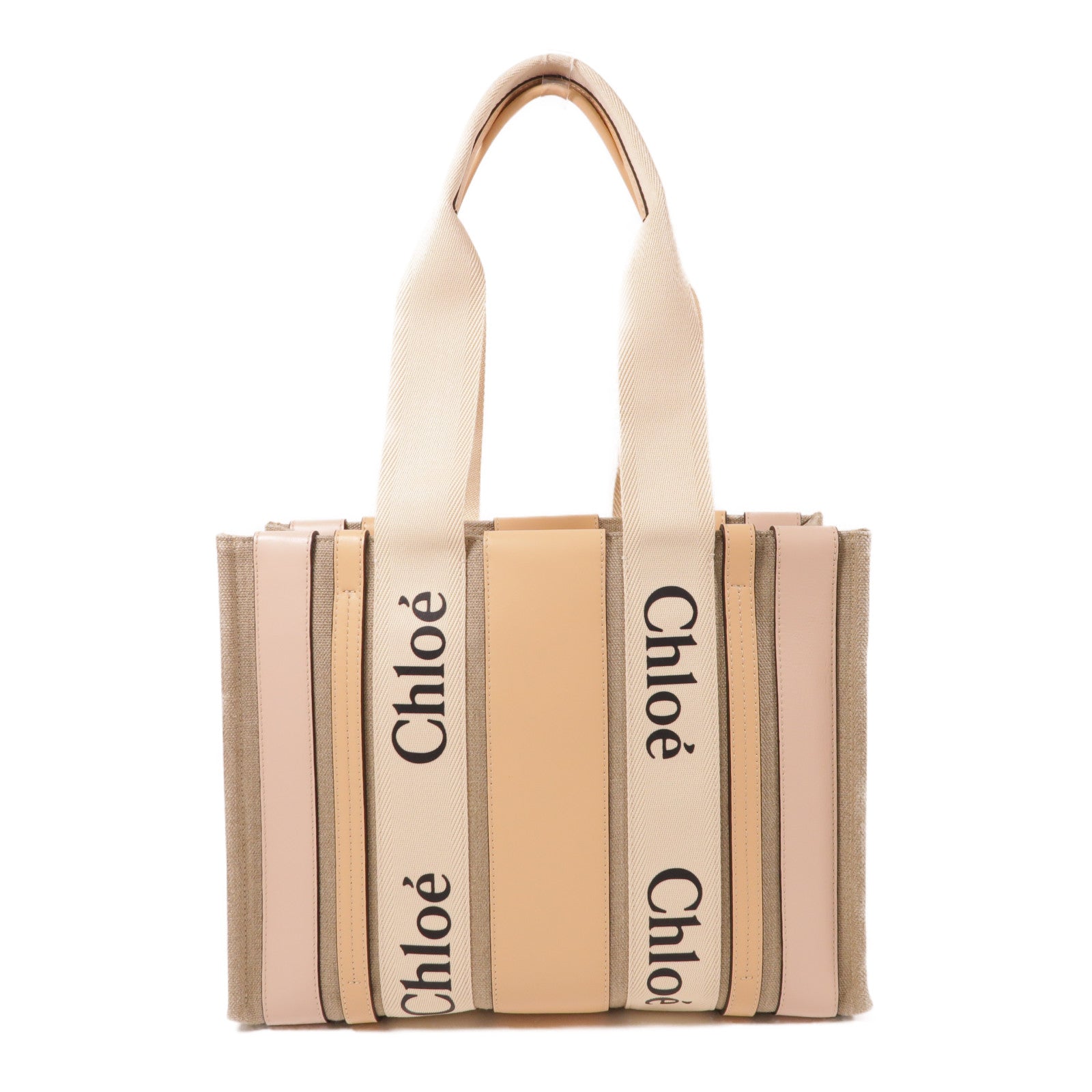 Chloe 帆布/皮革Woody Tote Bag肩背袋