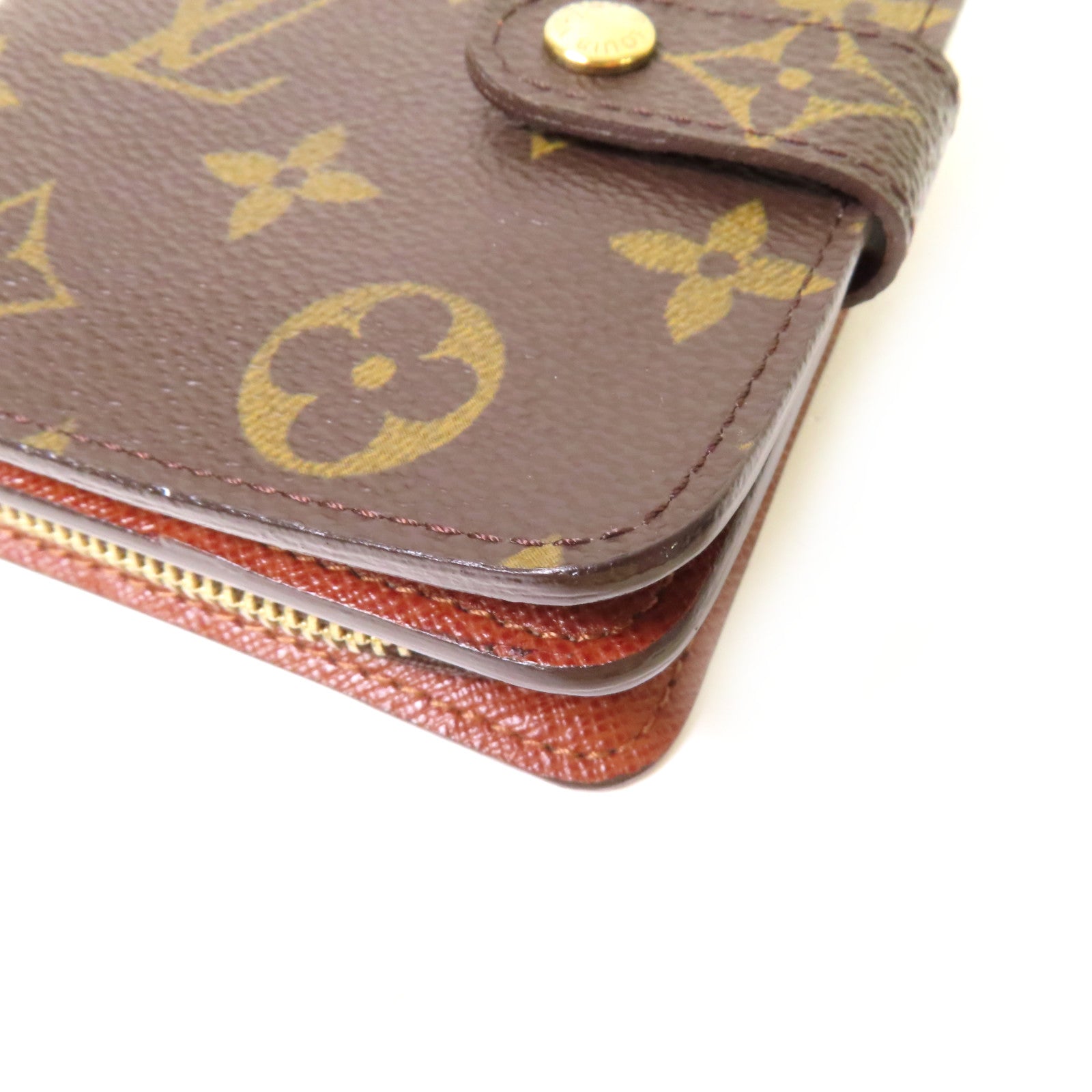 LOUIS VUITTON Monogram Compact Zip Wallet金扣錢包啡色