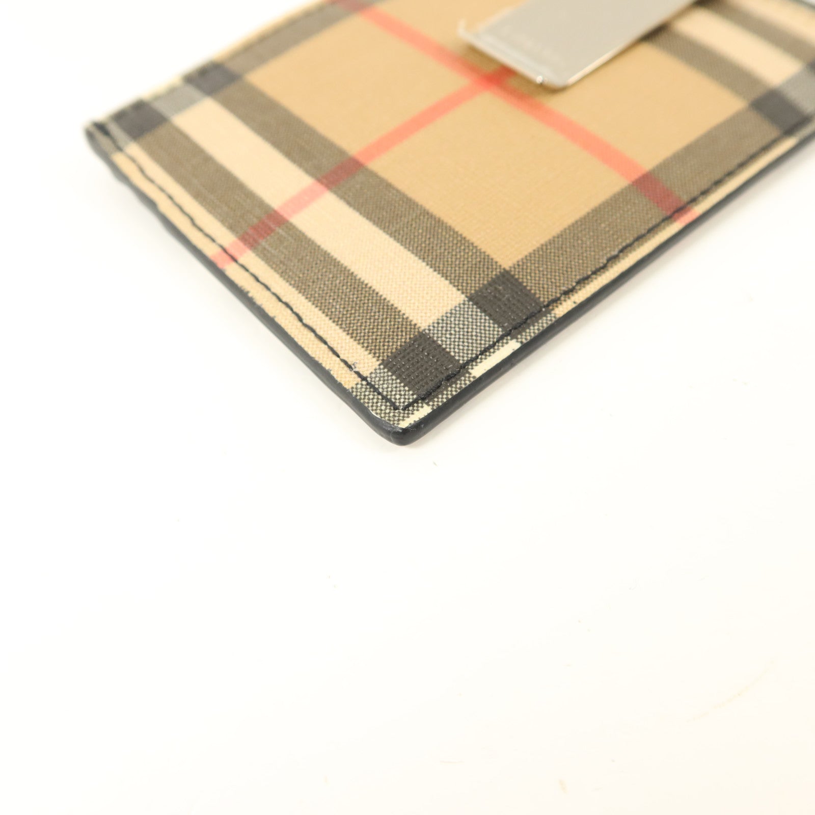 BURBERRY 牛皮皮革/塗層帆布Money Clip Card Case卡片套