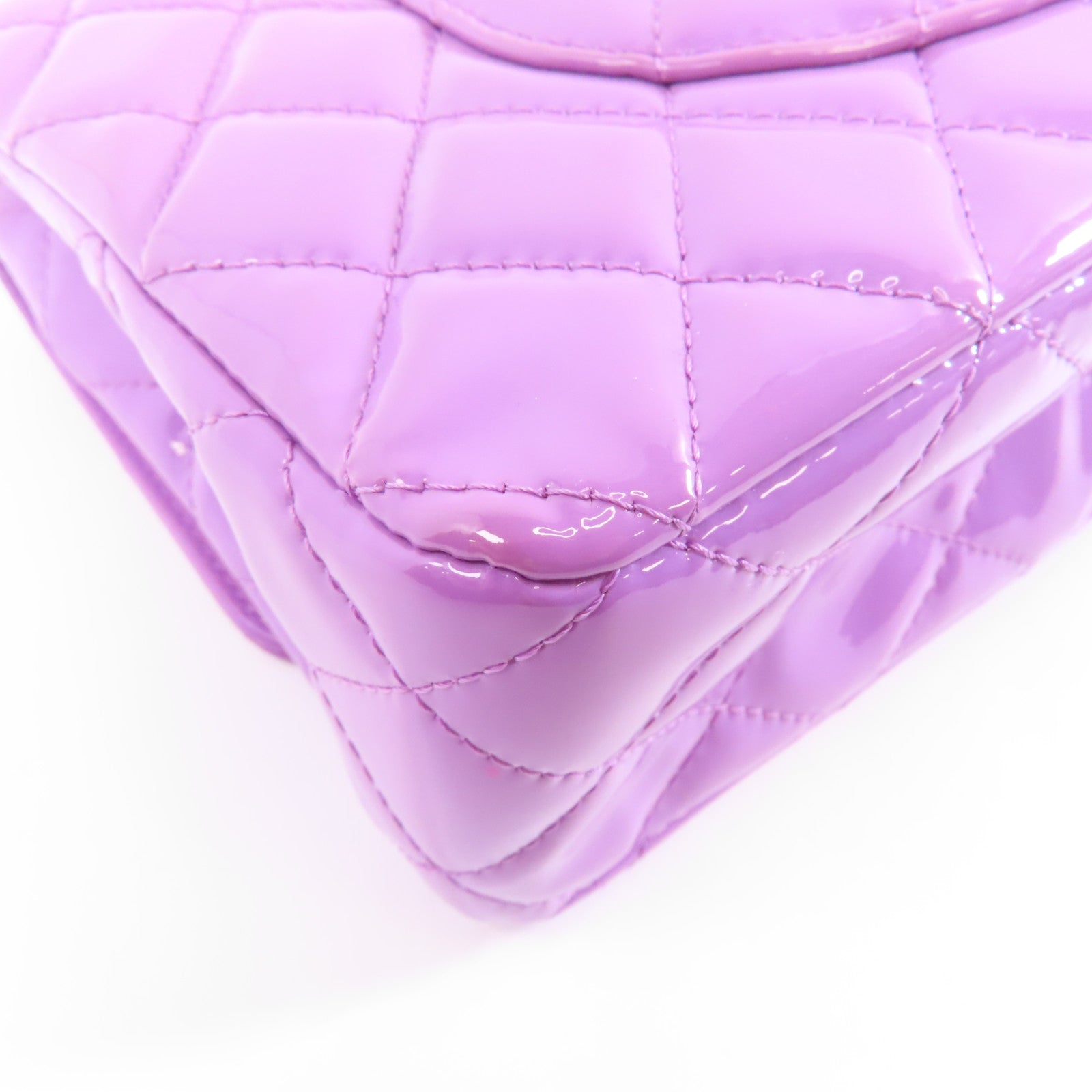 CHANEL 【激減優惠】菱格漆皮皮革Classic Chain Shoulder Bag金扣鏈帶肩背袋紫色