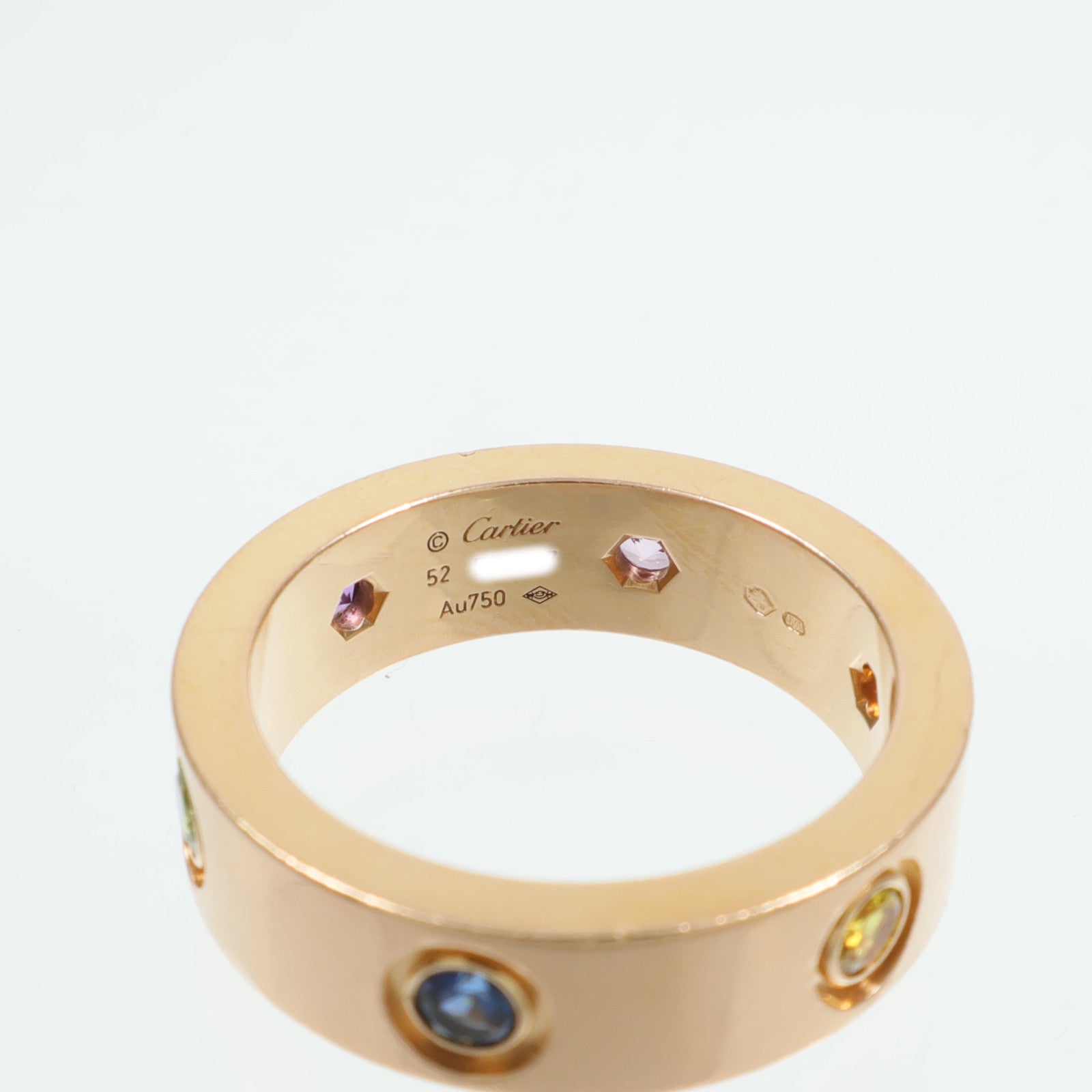 CARTIER 18K玫瑰金Love Ring藍寶石/石榴石/紫水晶戒指