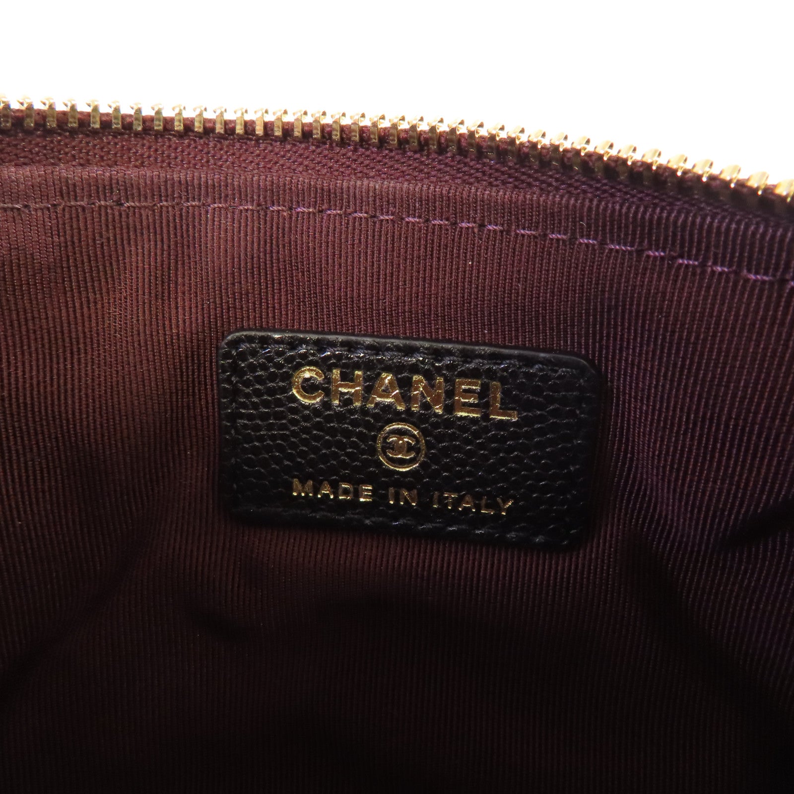 CHANEL 菱格Caviar皮革Coin Card Case金扣零錢包/卡片套黑色