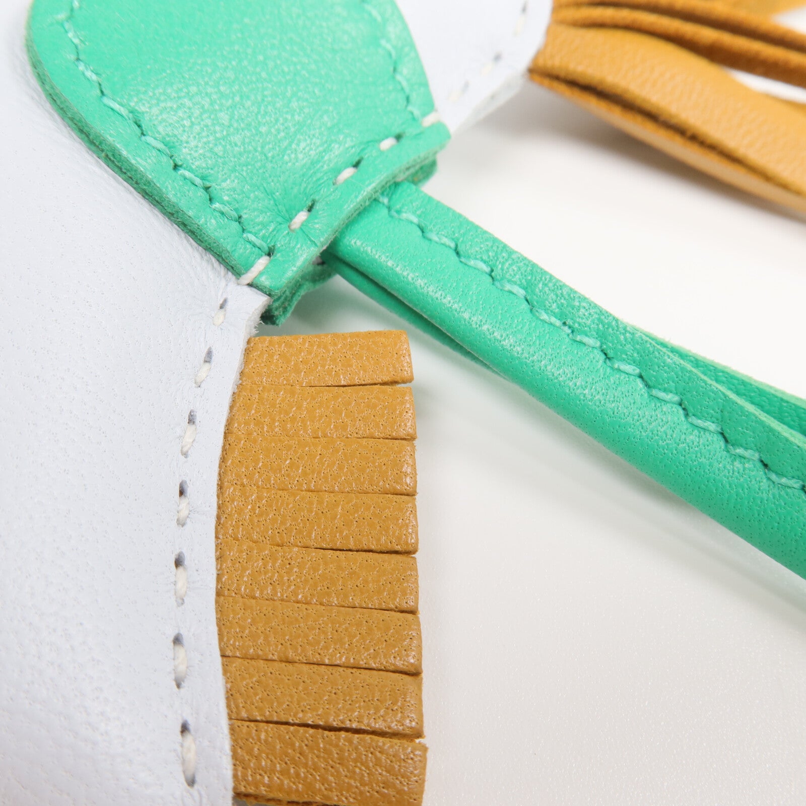 HERMES Milo皮革Rodeo PM掛飾Bleu Pale/Menthe/Sesame