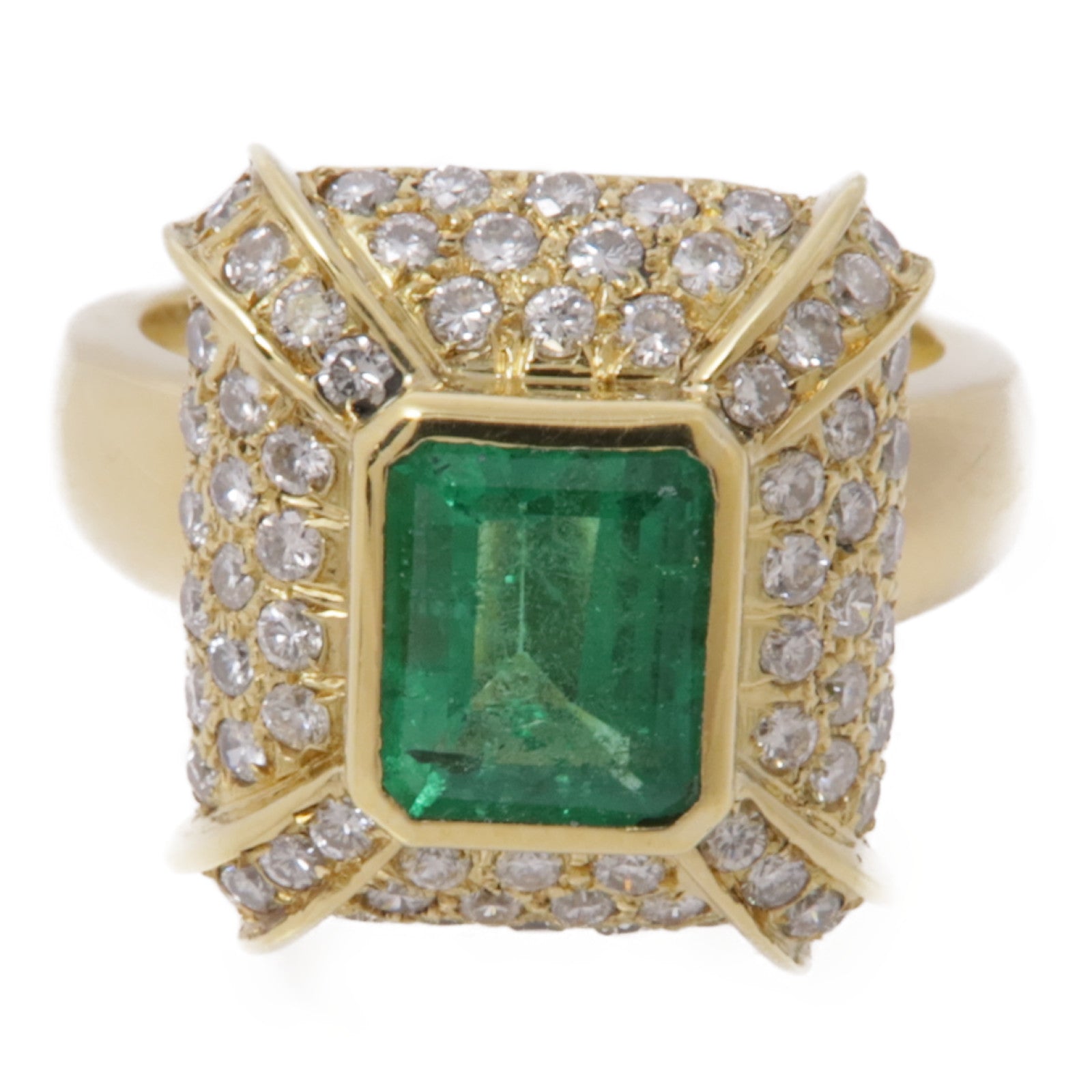 JEWELRY【激減優惠】 18K黃金Emerald Diamond Ring綠寶石/鑽石戒指US#7