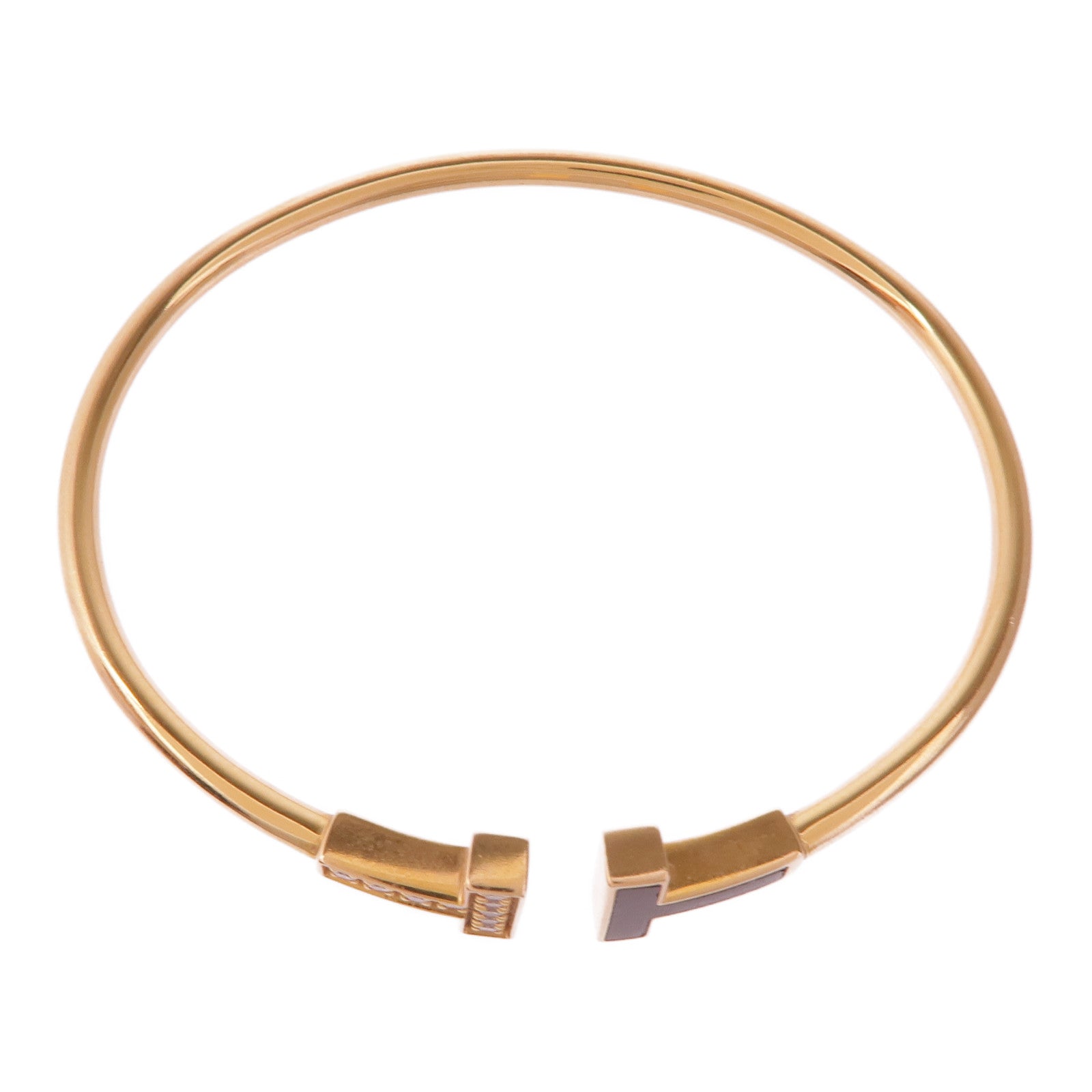 TIFFANY＆CO 18K玫瑰金/鑽石/縞瑪瑙T Wire手鐲