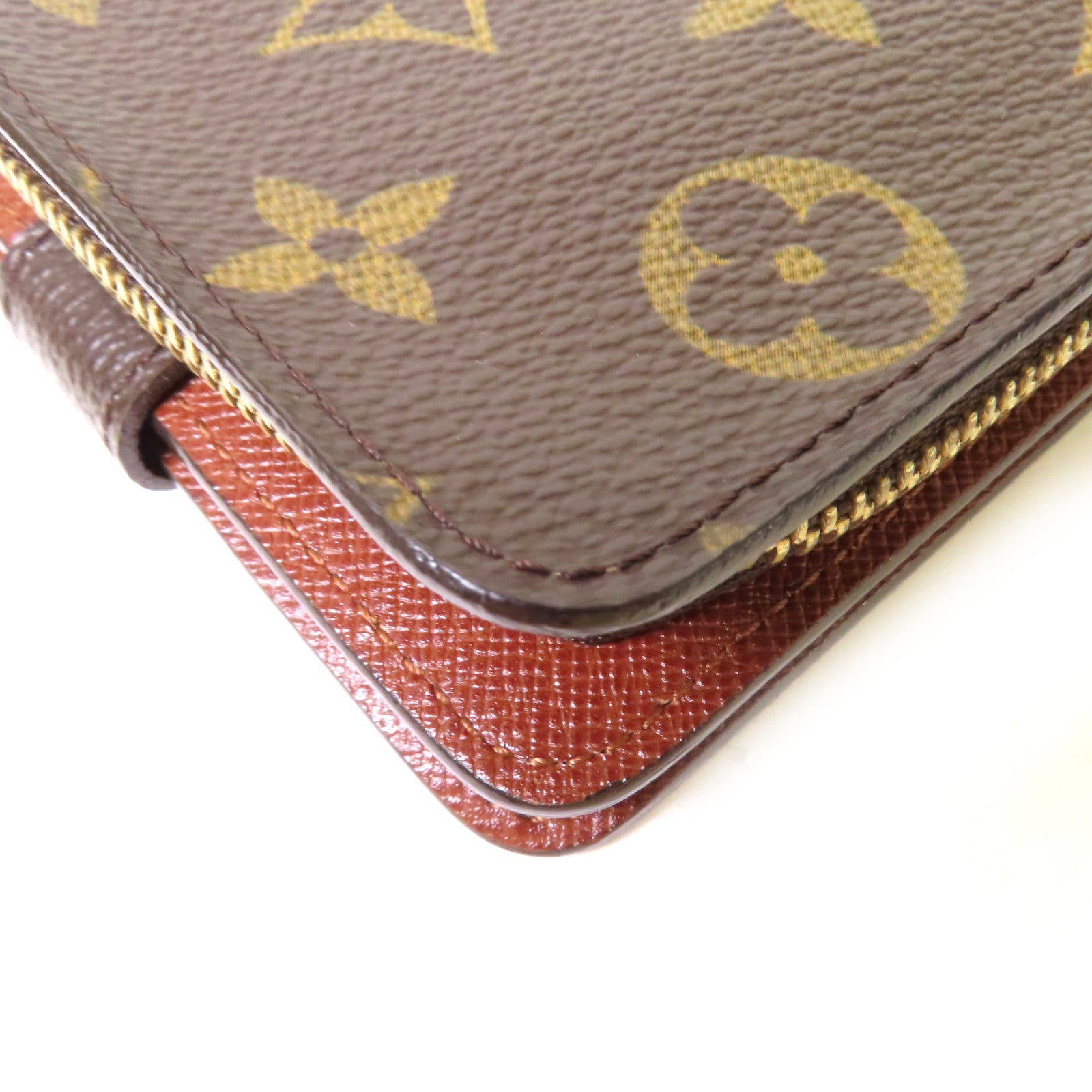LOUIS VUITTON Monogram Compact Zip Wallet金扣錢包啡色