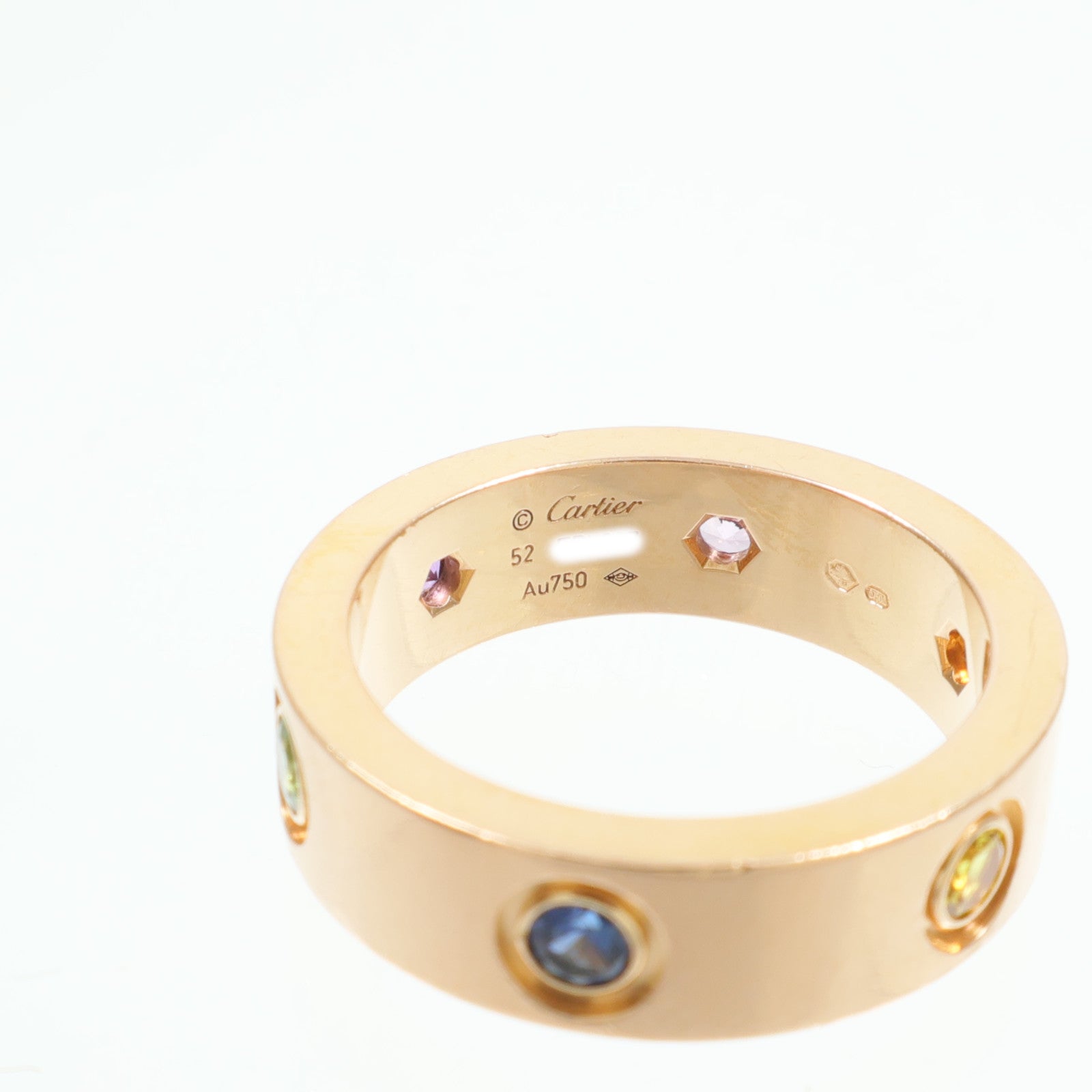 CARTIER 18K玫瑰金Love Ring藍寶石/石榴石/紫水晶戒指