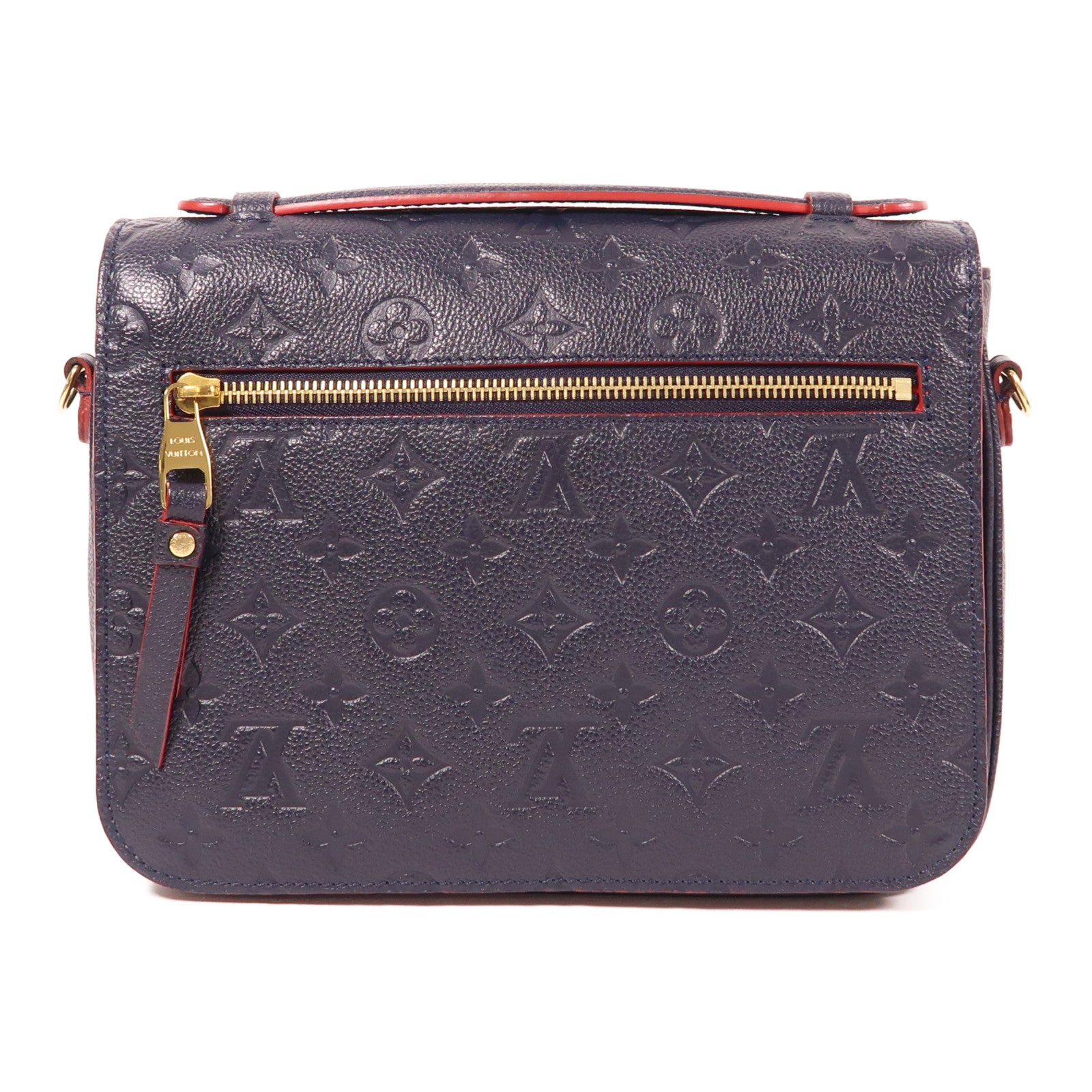LOUIS VUITTON Monogram Empreinte Pochette Metis金扣手挽肩背兩用袋深藍色