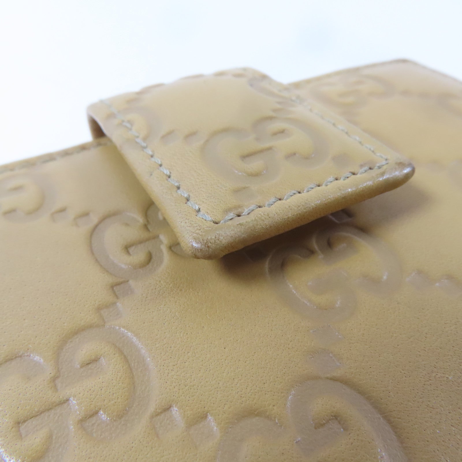GUCCI 牛皮皮革Bifold Wallet金扣錢包啡色