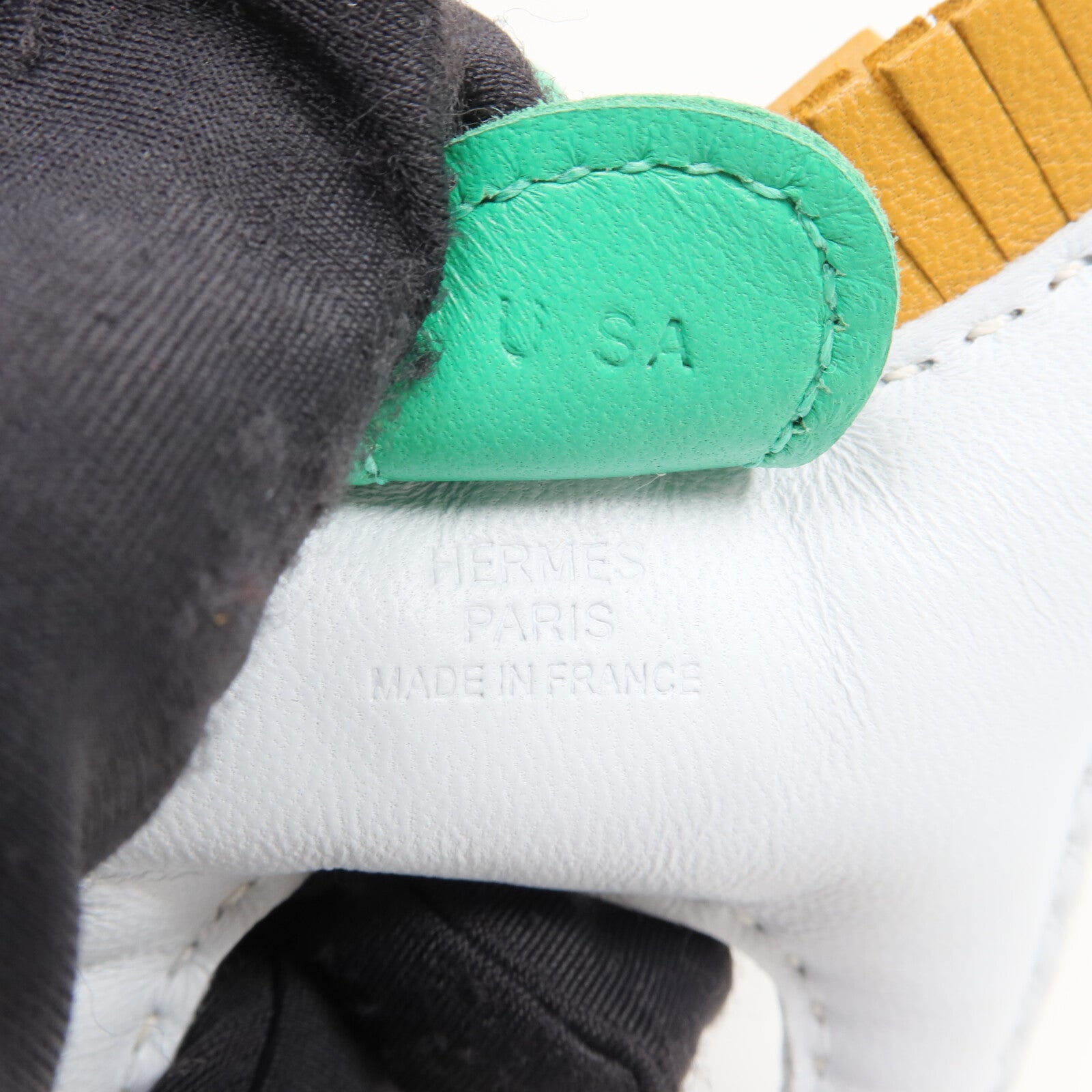HERMES Milo皮革Rodeo PM掛飾Bleu Pale/Menthe/Sesame