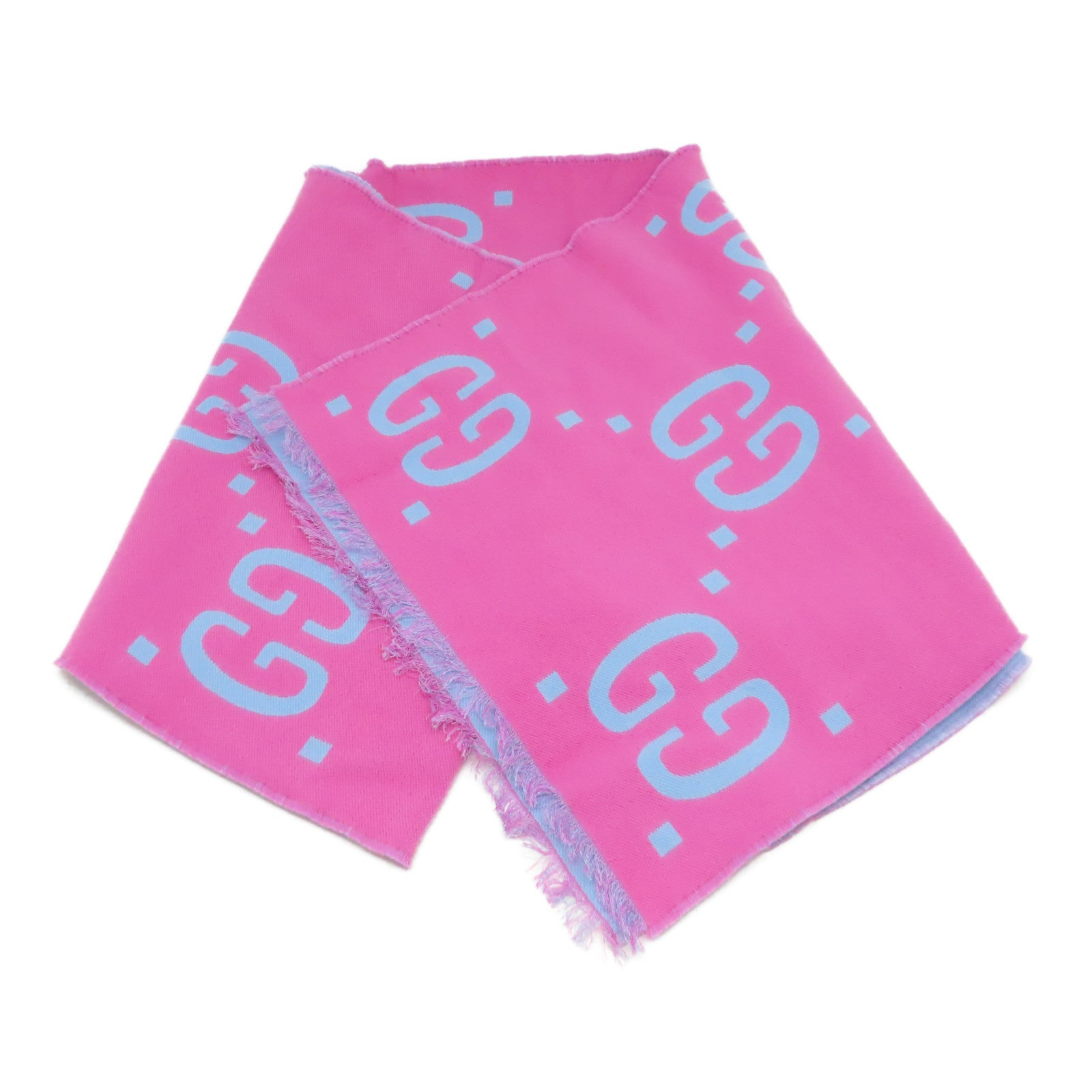 GUCCI 羊毛Scarf圍巾粉紅色/淺藍色