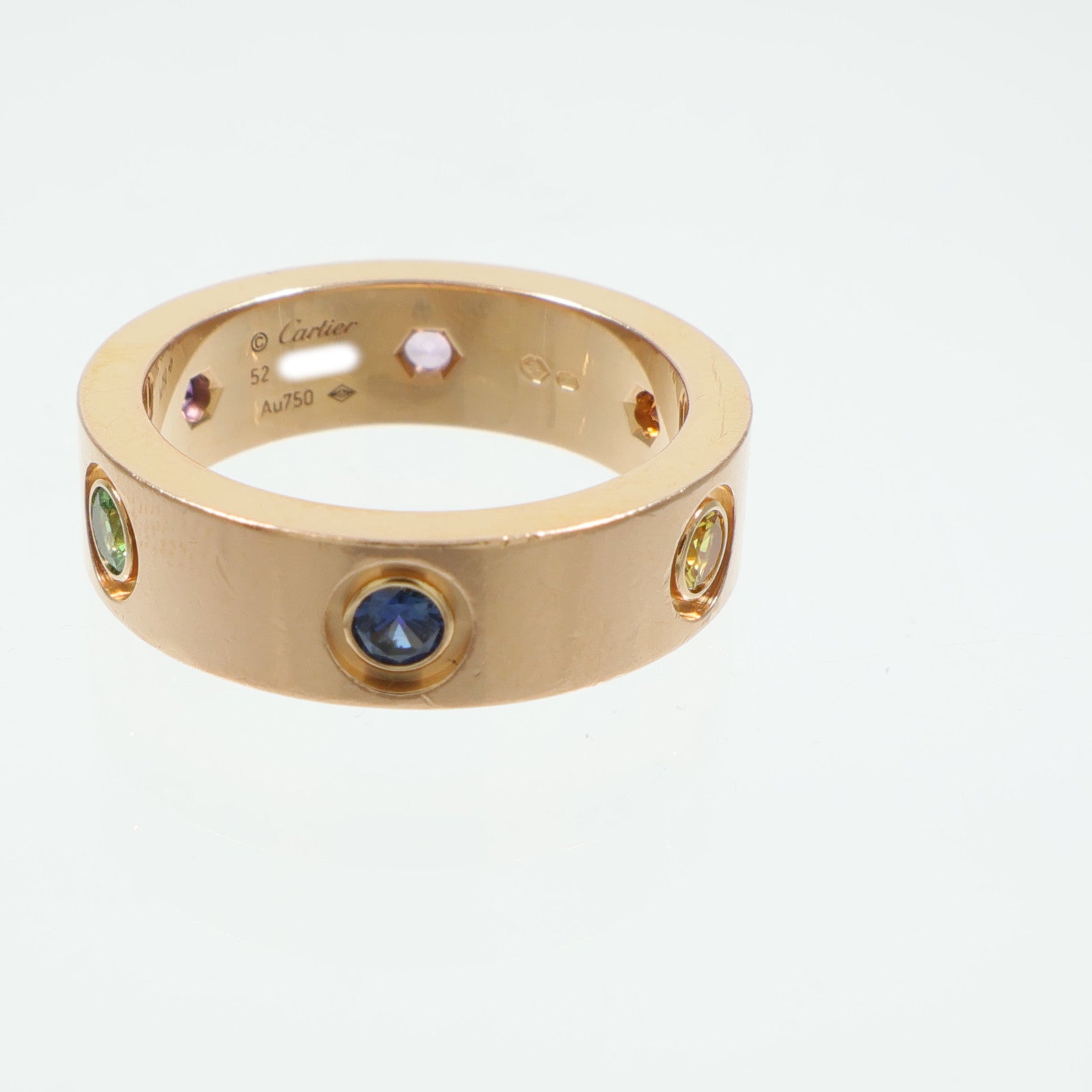 CARTIER 18K玫瑰金Love Ring藍寶石/石榴石/紫水晶戒指