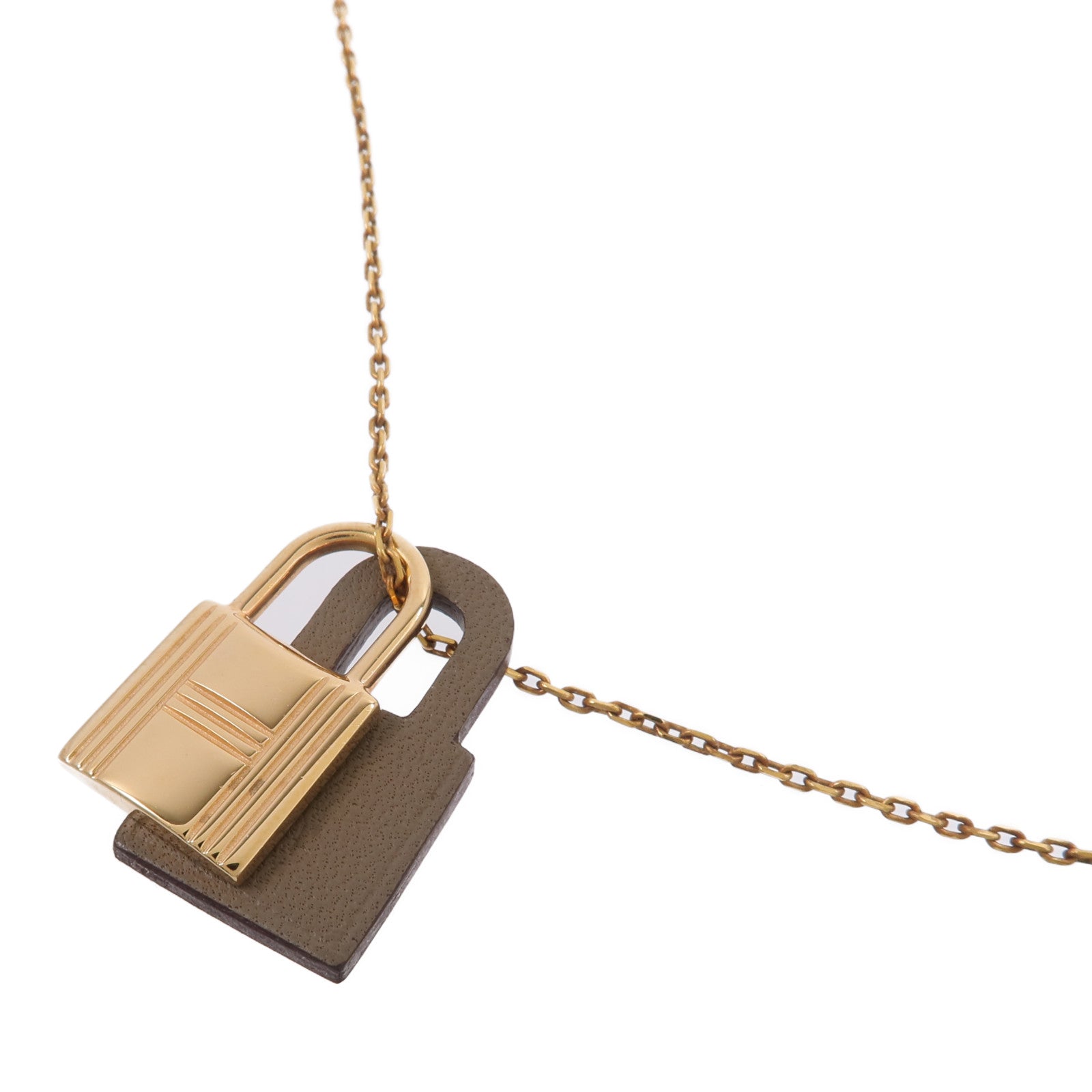 HERMES Swift皮革/金屬O'Kelly Necklace項鍊Etoupe