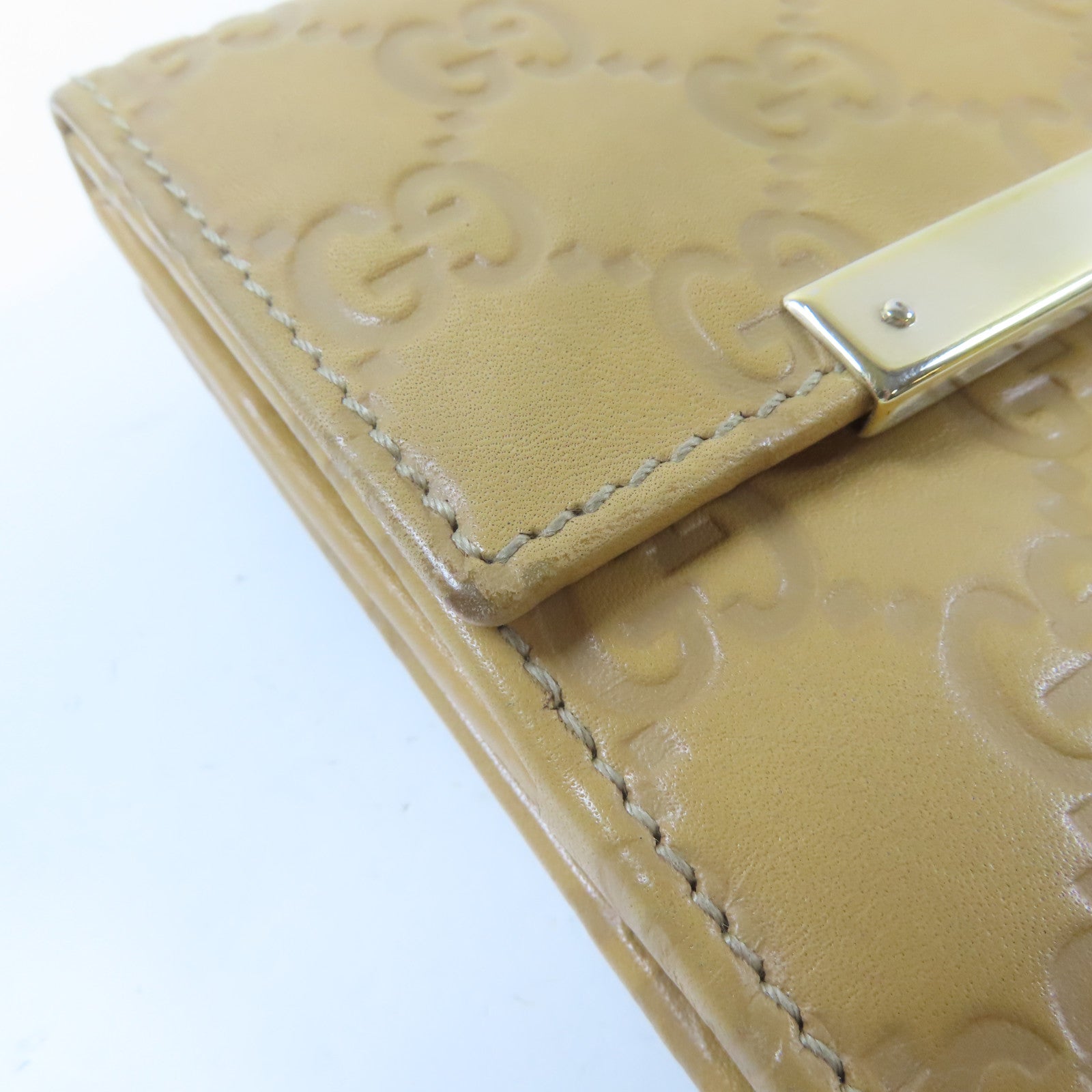 GUCCI 牛皮皮革Bifold Wallet金扣錢包啡色