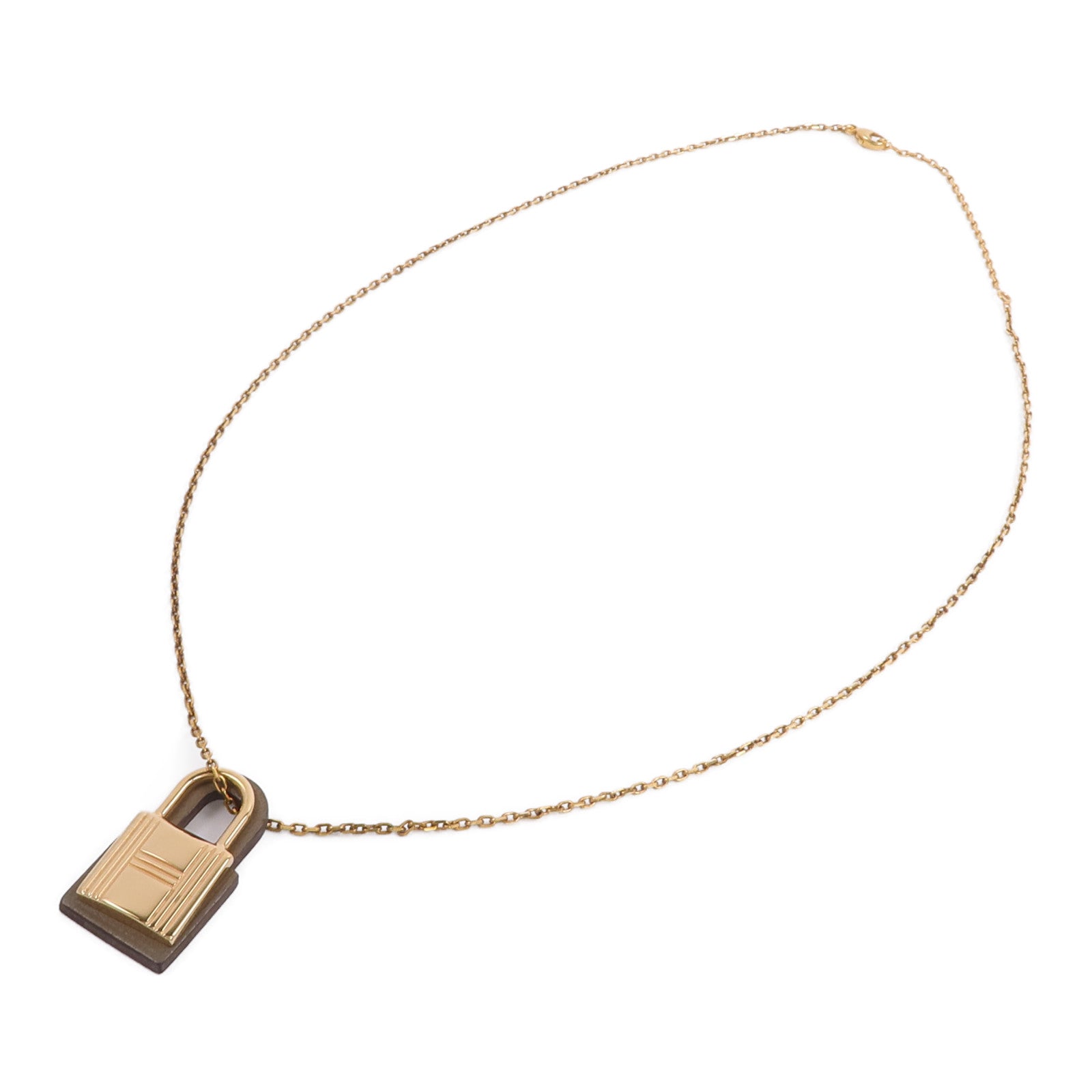 HERMES Swift皮革/金屬O'Kelly Necklace項鍊Etoupe