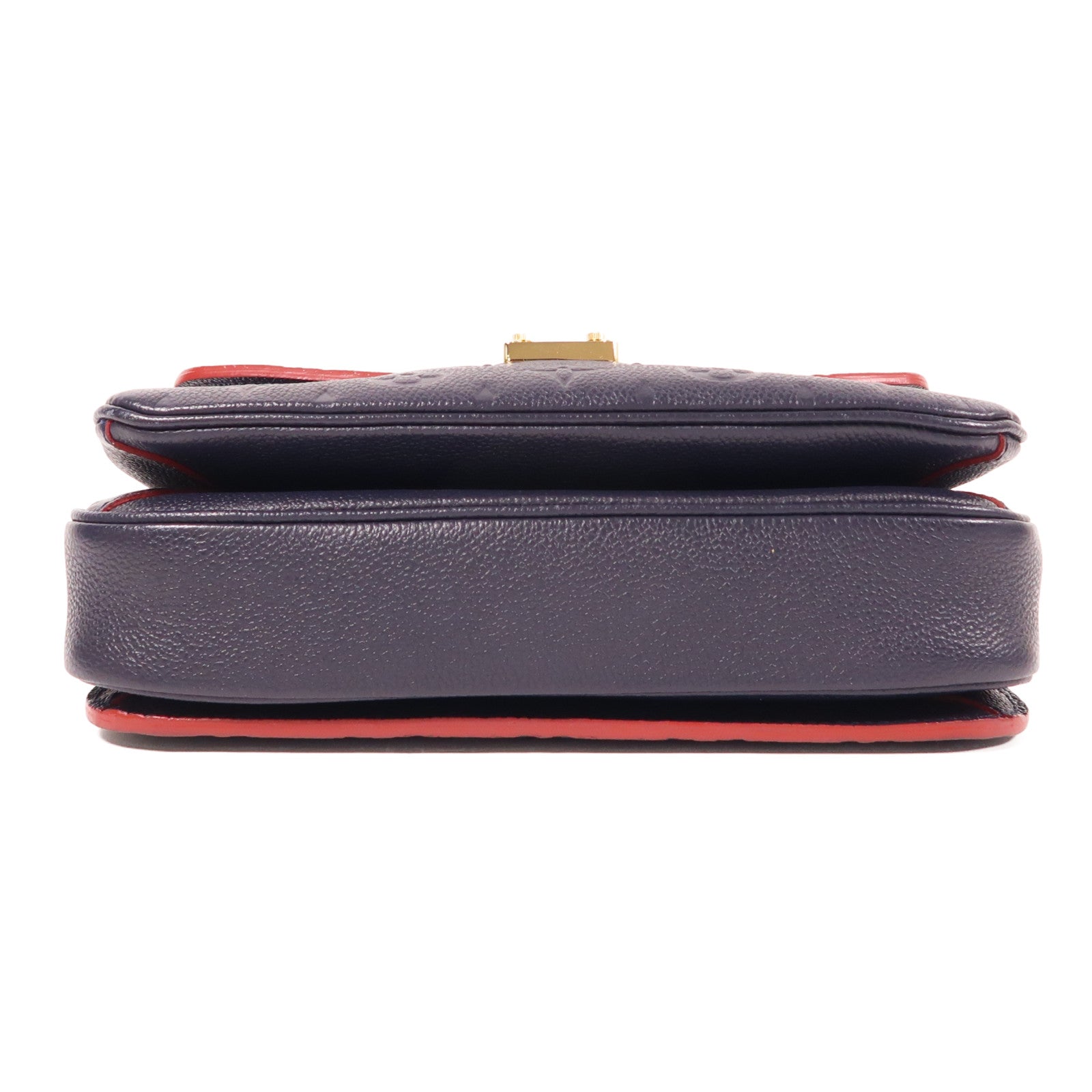 LOUIS VUITTON Monogram Empreinte Pochette Metis金扣手挽肩背兩用袋深藍色