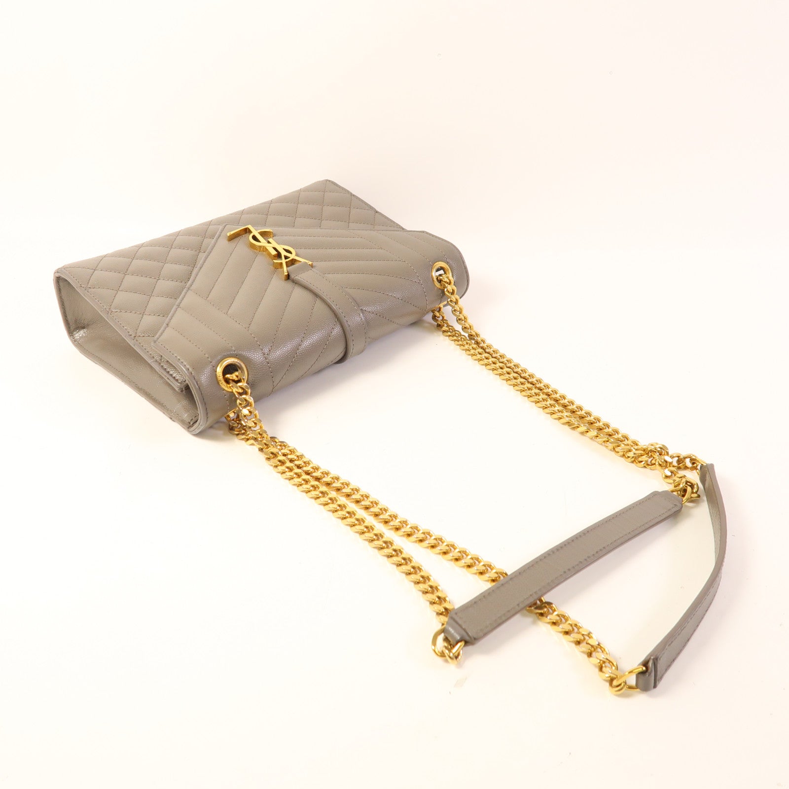 YVES SAINT LAURENT 牛皮皮革Shoulder Bag金扣鏈帶肩背袋