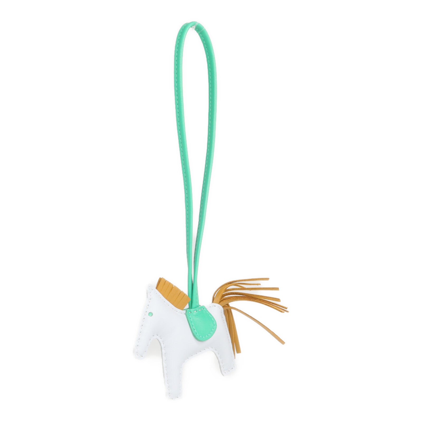 HERMES Milo皮革Rodeo PM掛飾Bleu Pale/Menthe/Sesame
