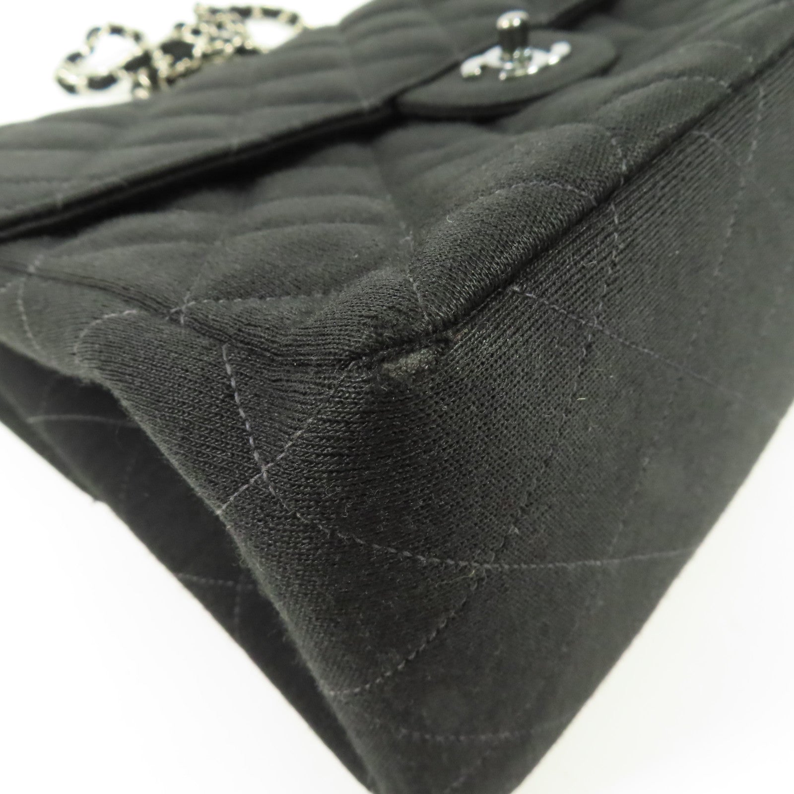 CHANEL 帆布Chain Shoulder銀扣鏈帶肩背袋