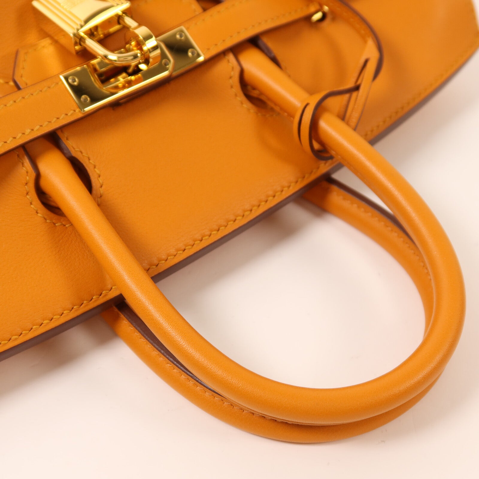 HERMES Swift皮革Birkin 25金扣手挽袋Apricot