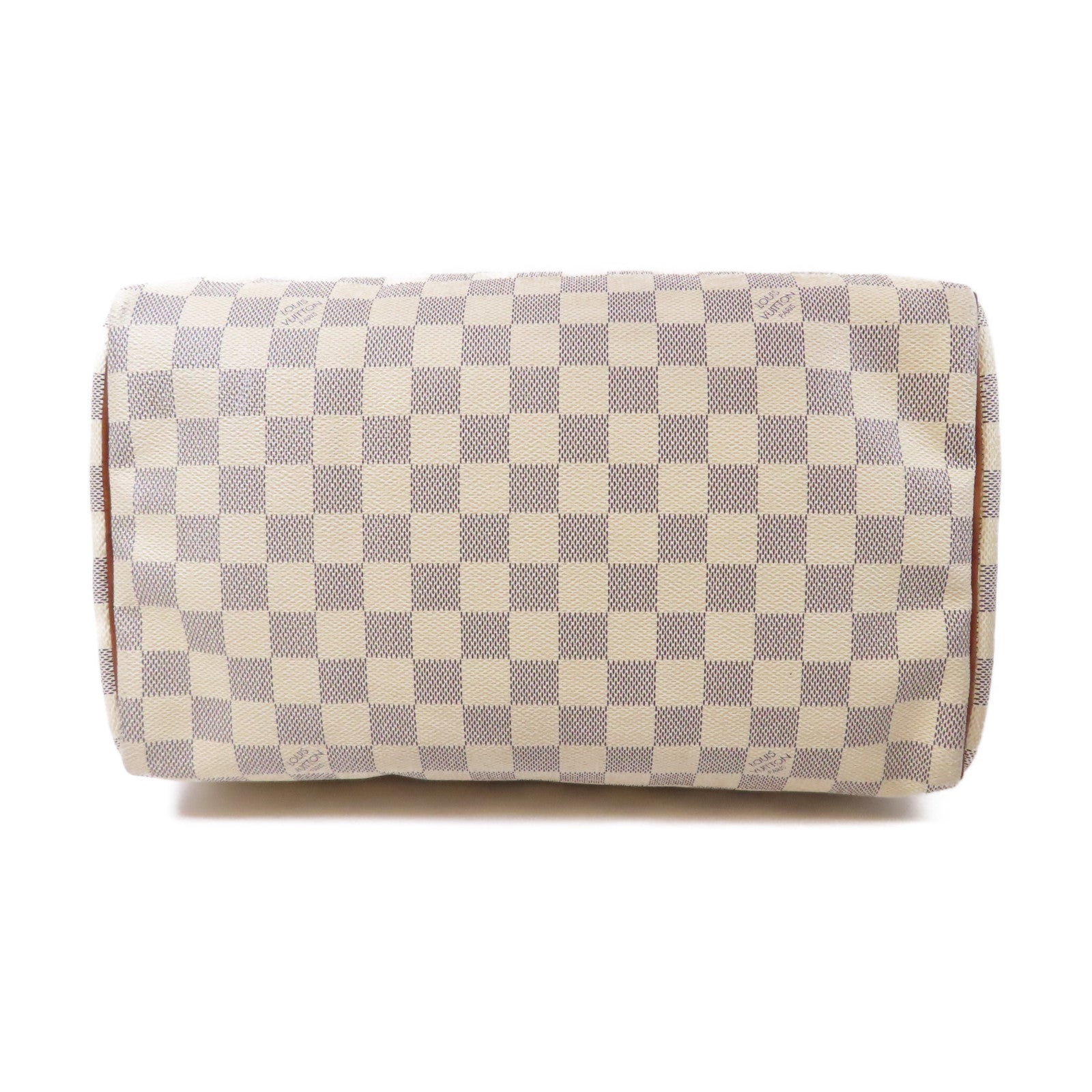 LOUIS VUITTON Damier Azur Speedy 30金扣手挽袋白色