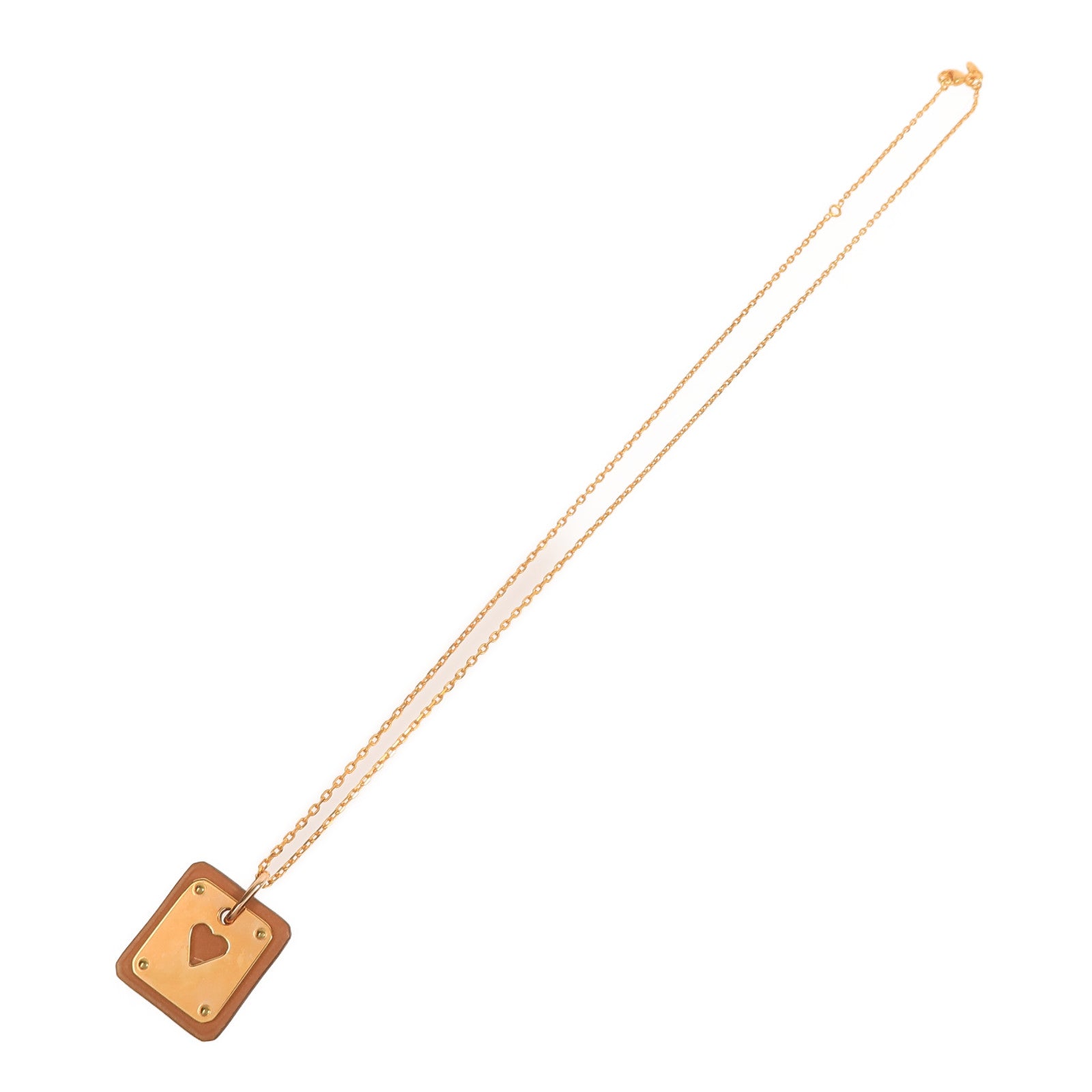 HERMES 皮革/金屬As De Coeur項鍊Gold