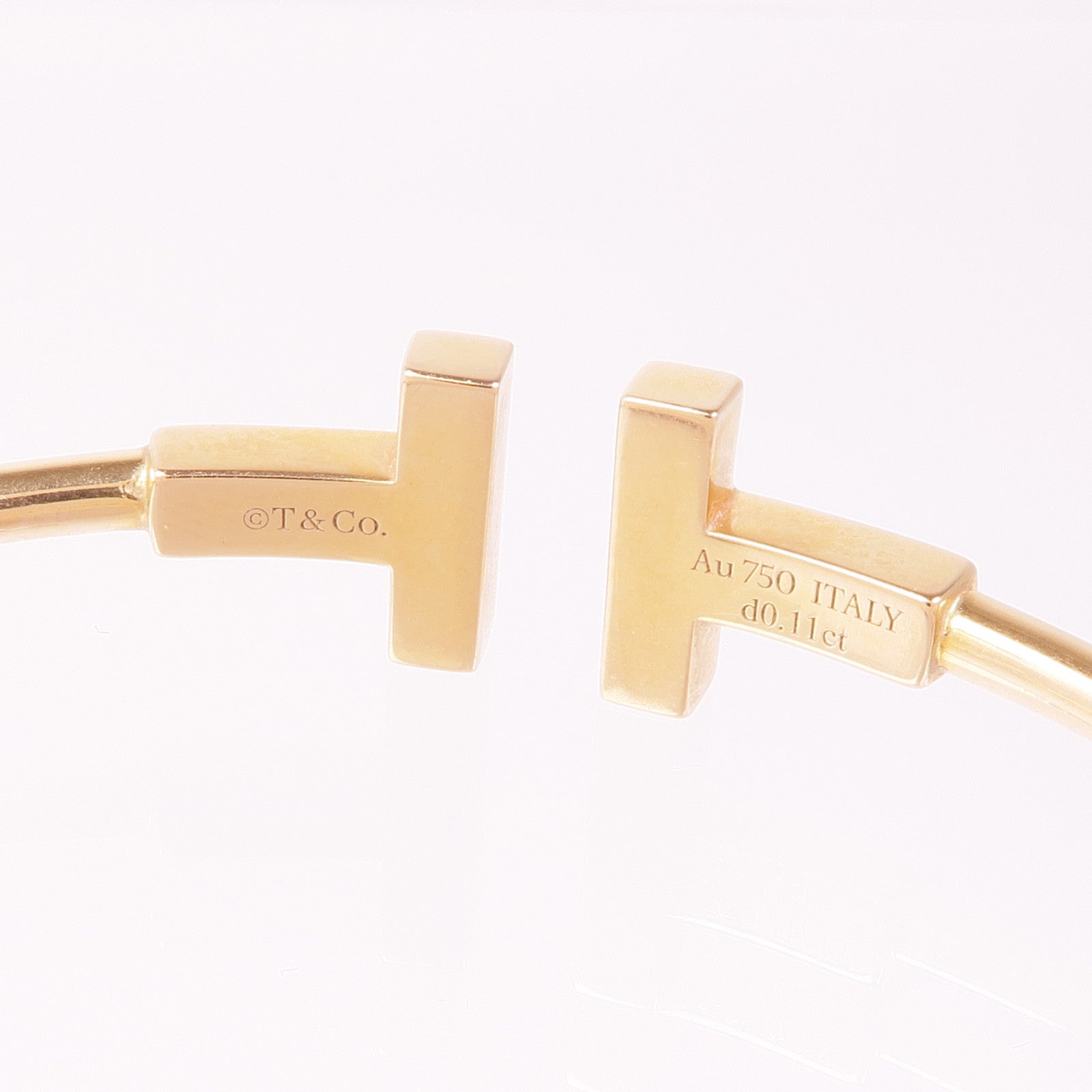 TIFFANY＆CO 18K玫瑰金/鑽石/縞瑪瑙T Wire手鐲