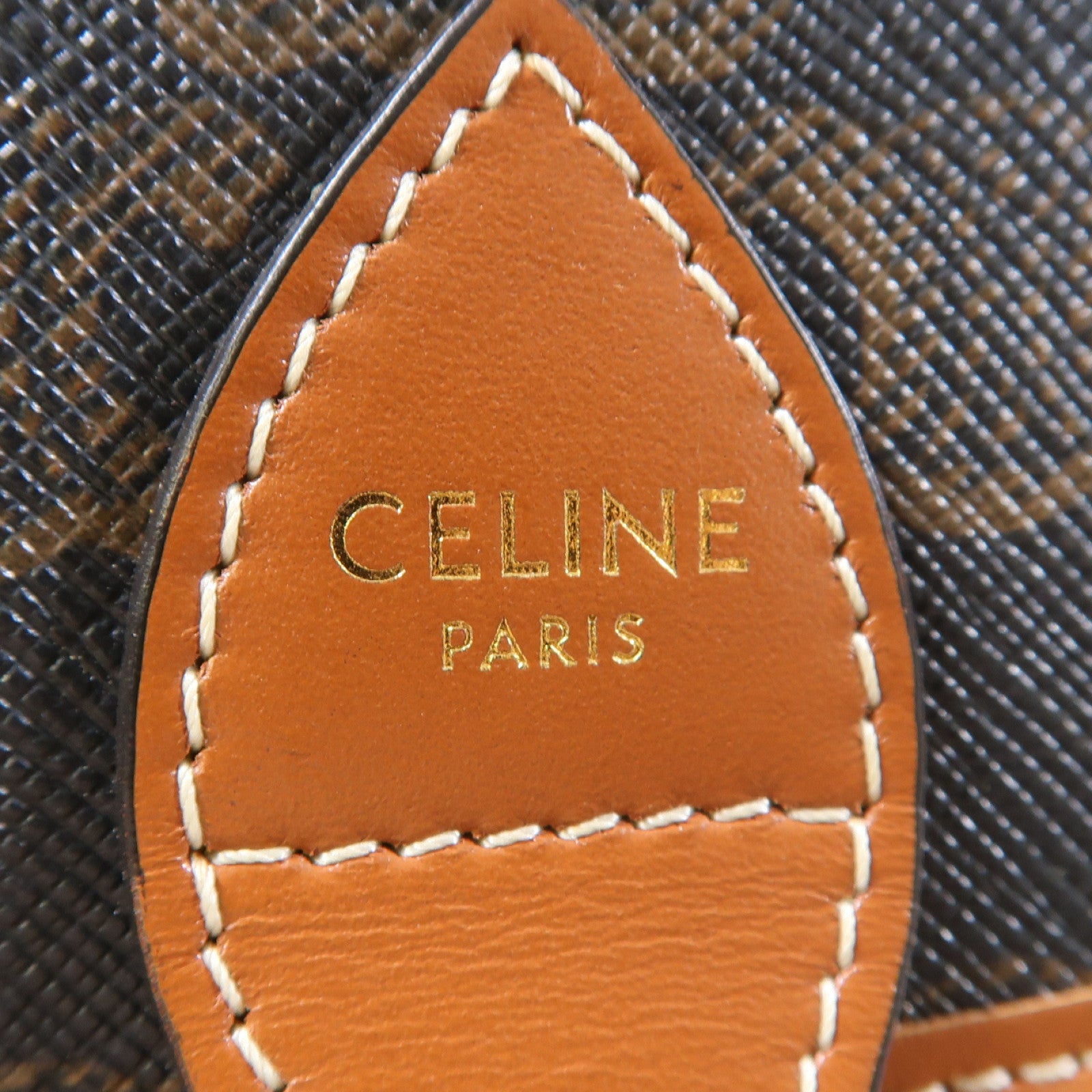 CELINE 塗層帆布Folco金扣肩背袋啡色