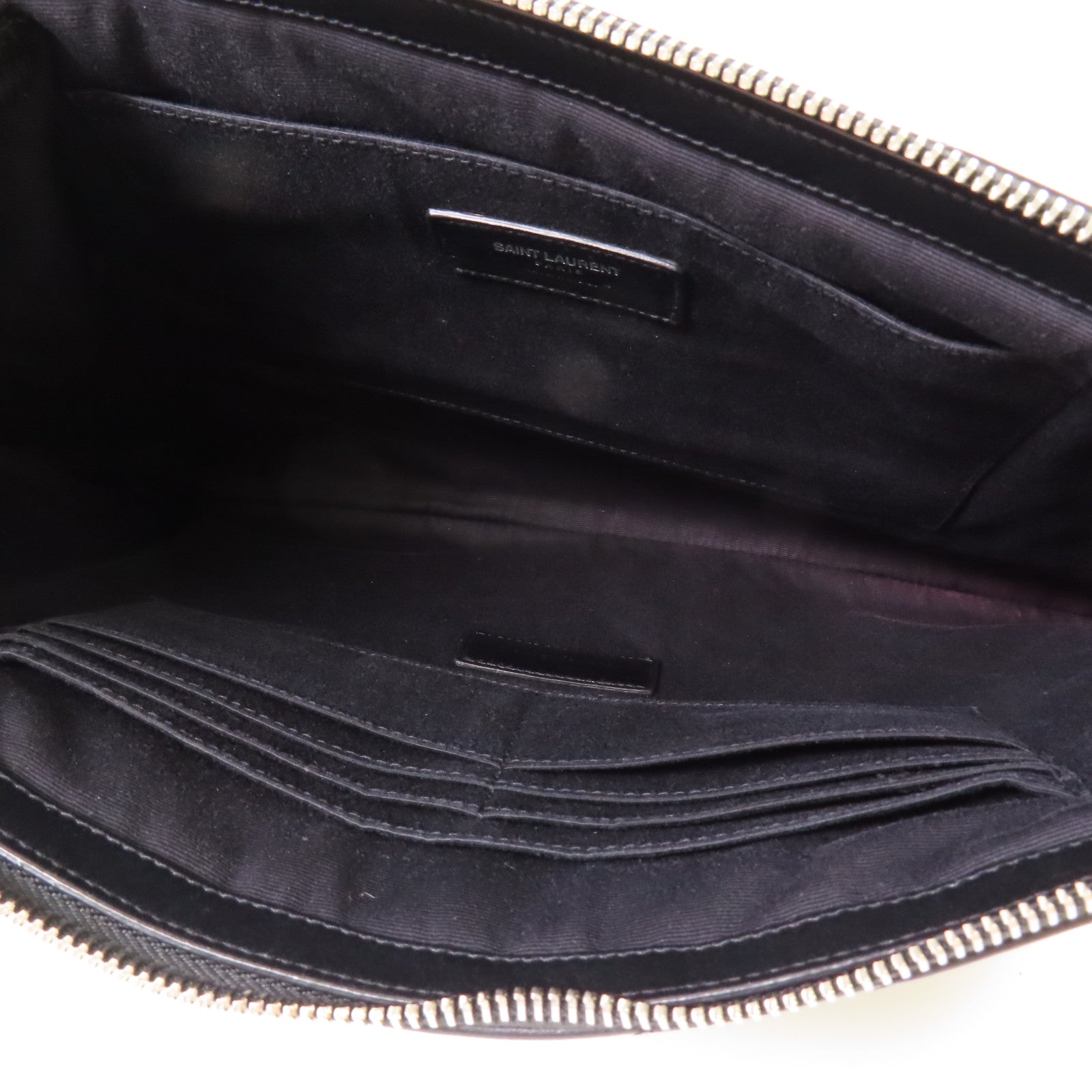 SAINT LAURENT 牛皮皮革Clutch銀扣手拿包