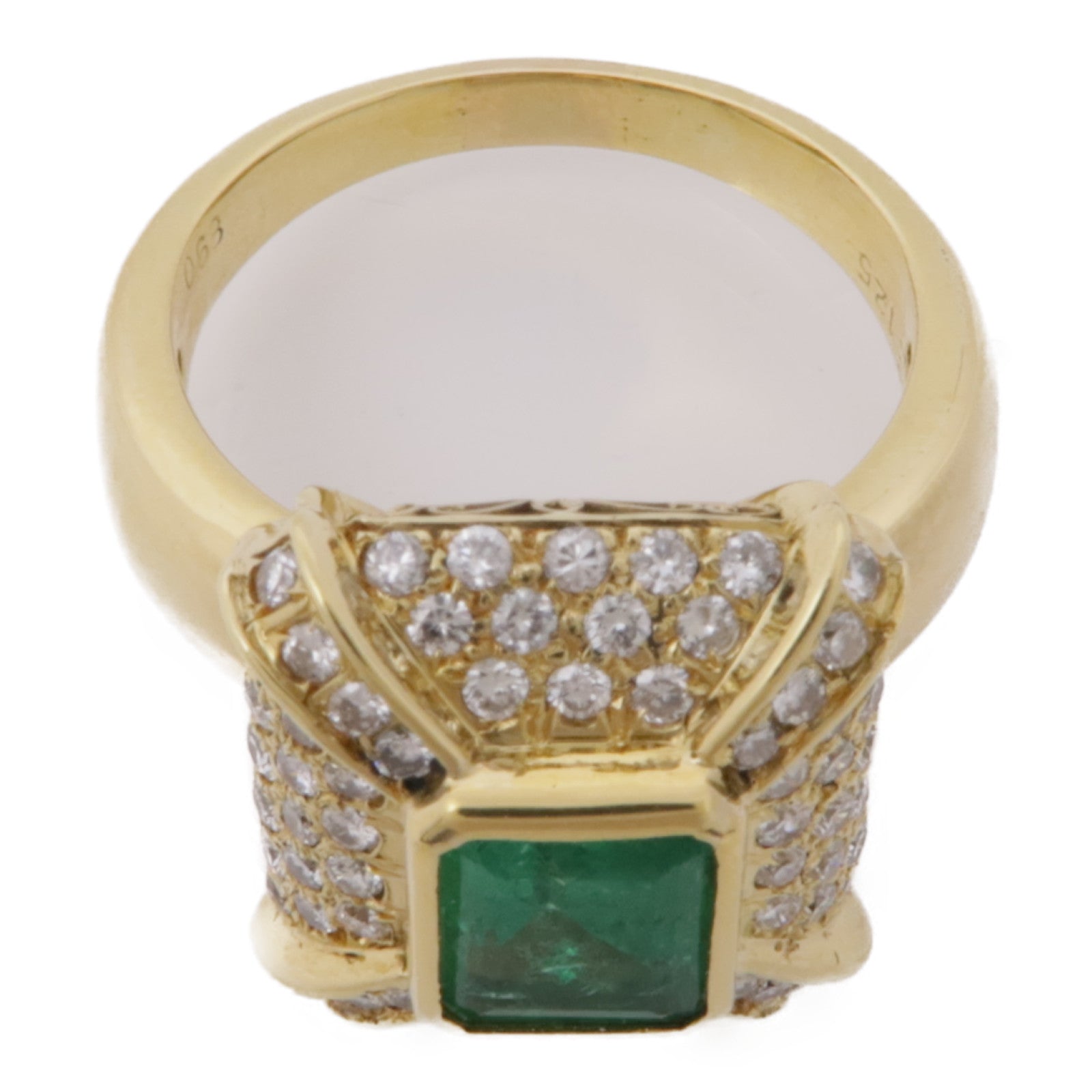 JEWELRY【激減優惠】 18K黃金Emerald Diamond Ring綠寶石/鑽石戒指US#7