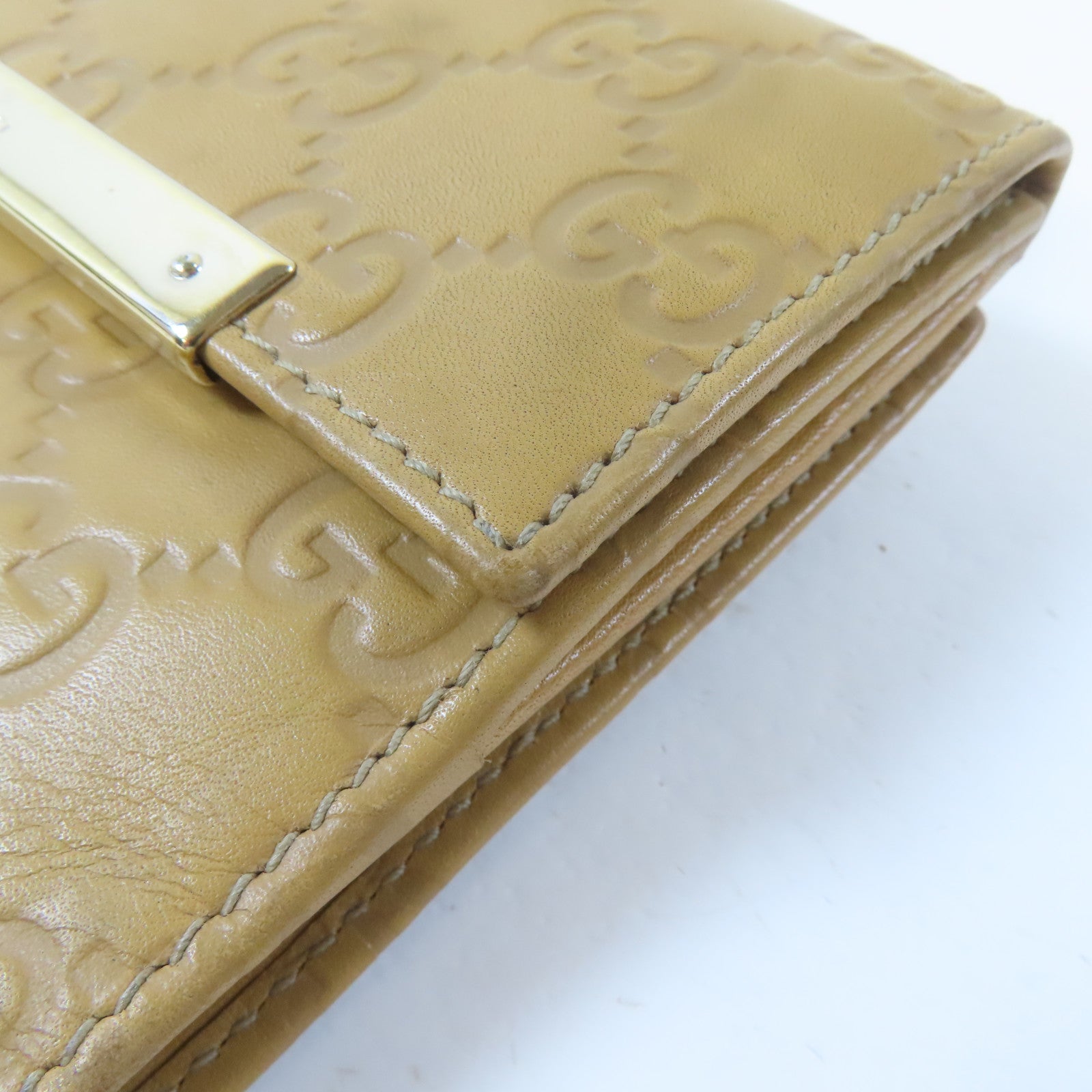 GUCCI 牛皮皮革Bifold Wallet金扣錢包啡色