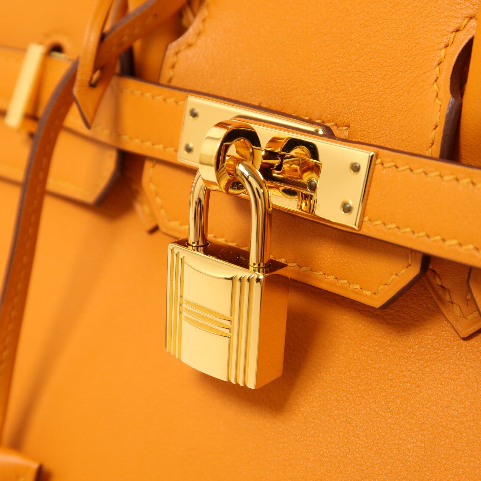 HERMES Swift皮革Birkin 25金扣手挽袋Apricot