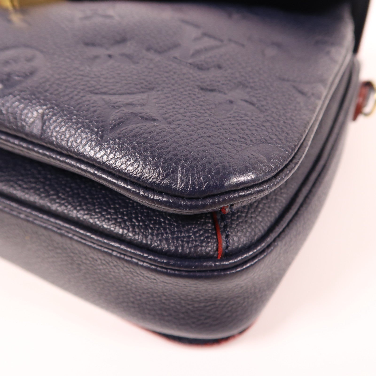 LOUIS VUITTON Monogram Empreinte Pochette Metis金扣手挽肩背兩用袋深藍色