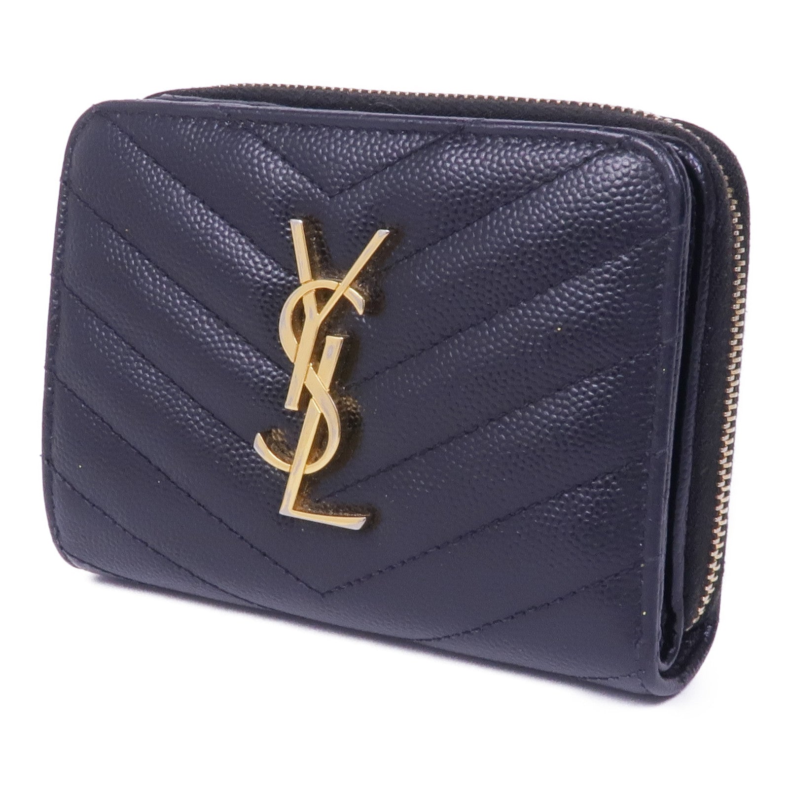 SAINT LAURENT 【激減優惠】牛皮皮革Wallet金扣錢包