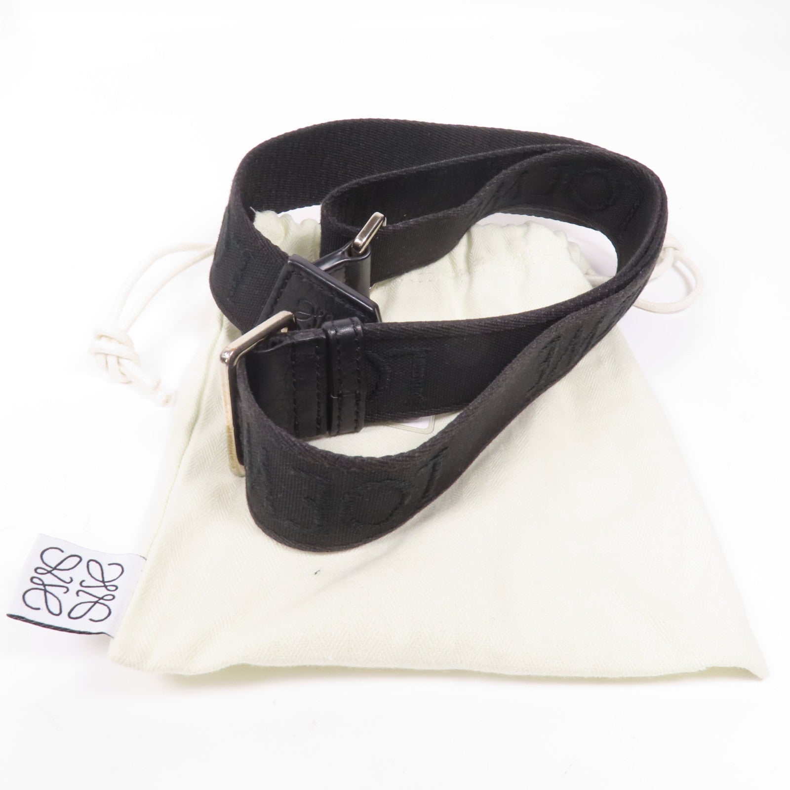LOEWE 帆布Shoulder Strap銀扣肩帶